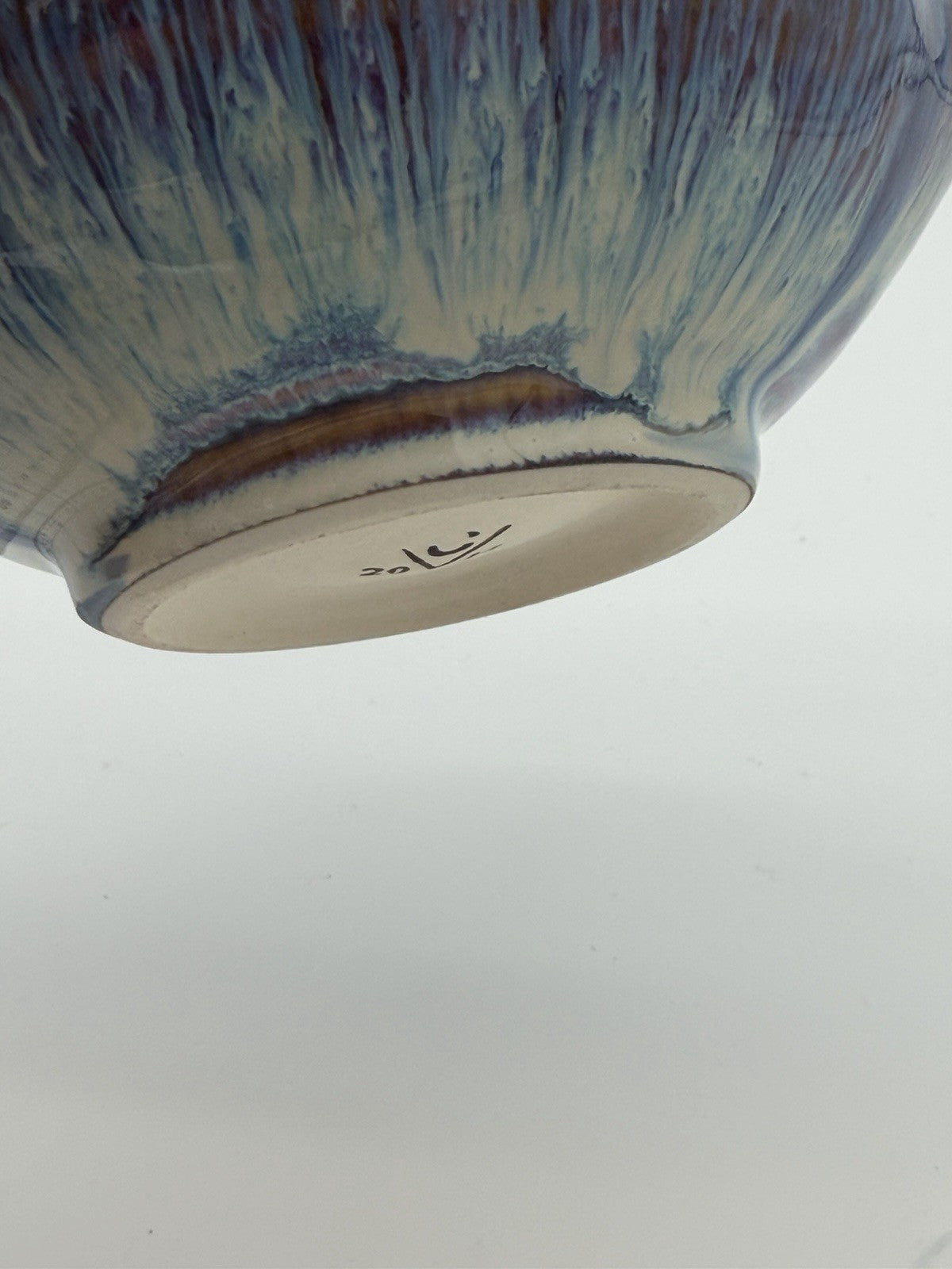 Bill Campbell Studio Art Pottery Gravy Sauce Boat  Brown Blue Drip Glaze 4.5”x6”