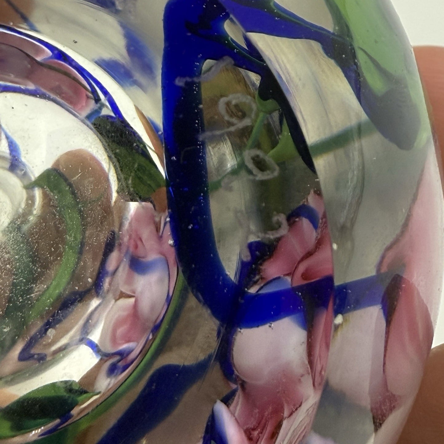Richard Olma Art Glass Paperweight Perfume Bottle Signed Flower Vine Rare 4in
