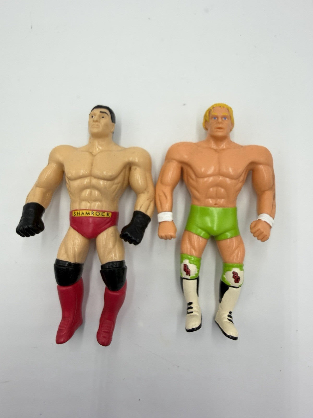 Vintage WWE Titan Sports Billy Gun & Ken Shamrock Bend-Ems action figurines