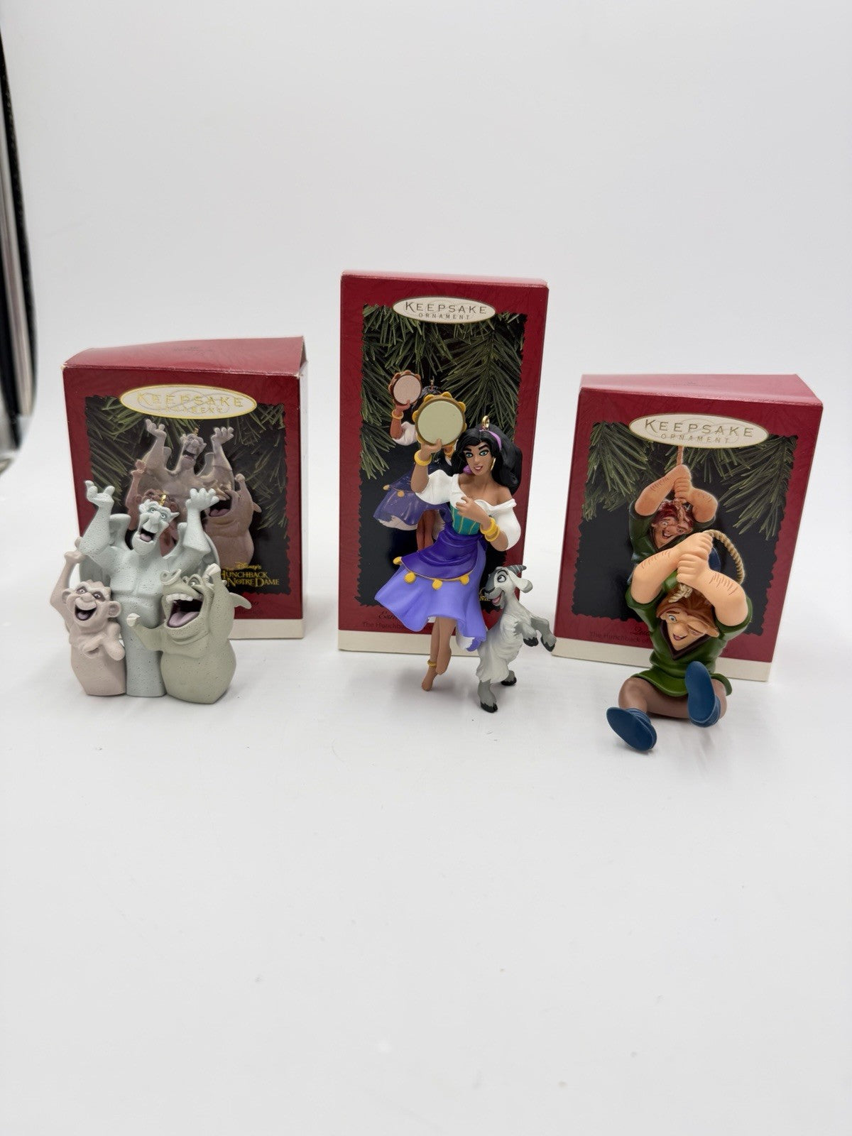 Hallmark Disney The Hunchback Of Notre Dame Christmas Ornaments 3 Pc Set Vtg