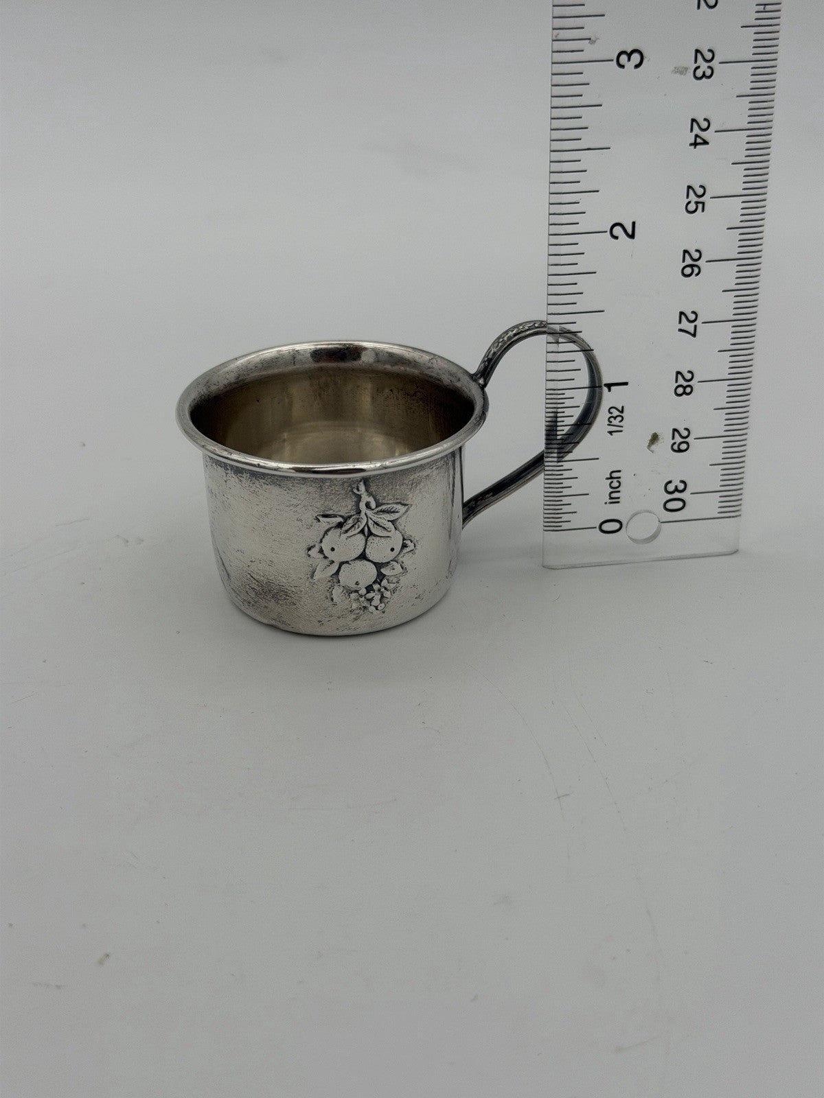 Antique Sterling Silver Webster Baby Cup Repousse Fruit Pattern 16.44 No Mono