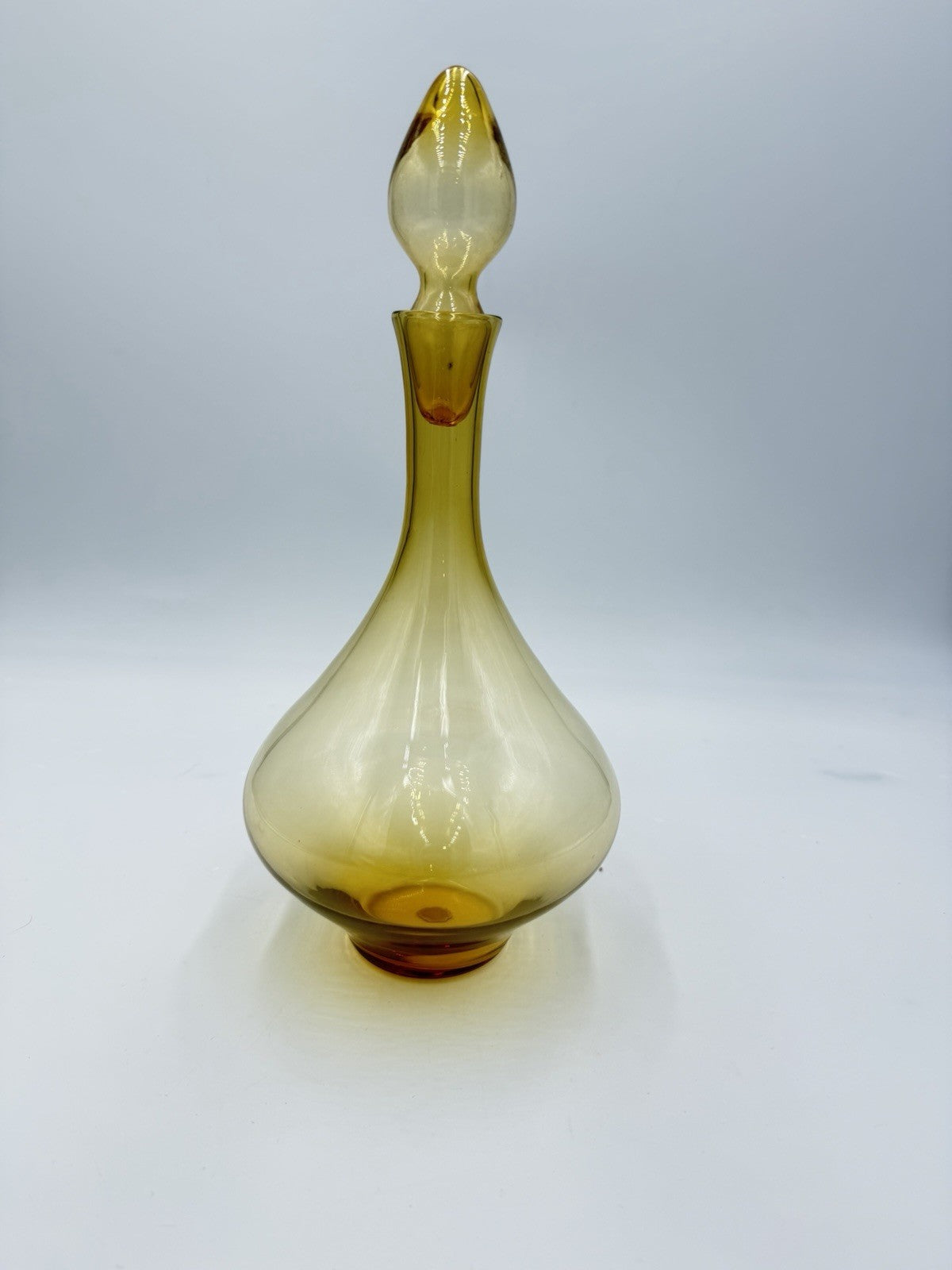 Rare MCM Empoli Italy  Art Glass Decanter  Amber W/stopper & Sticker 12”H