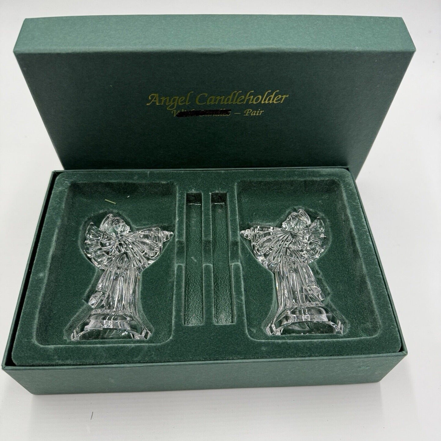 Marquis By Waterford Crystal Angel Candleholders W/box Figurines 4”