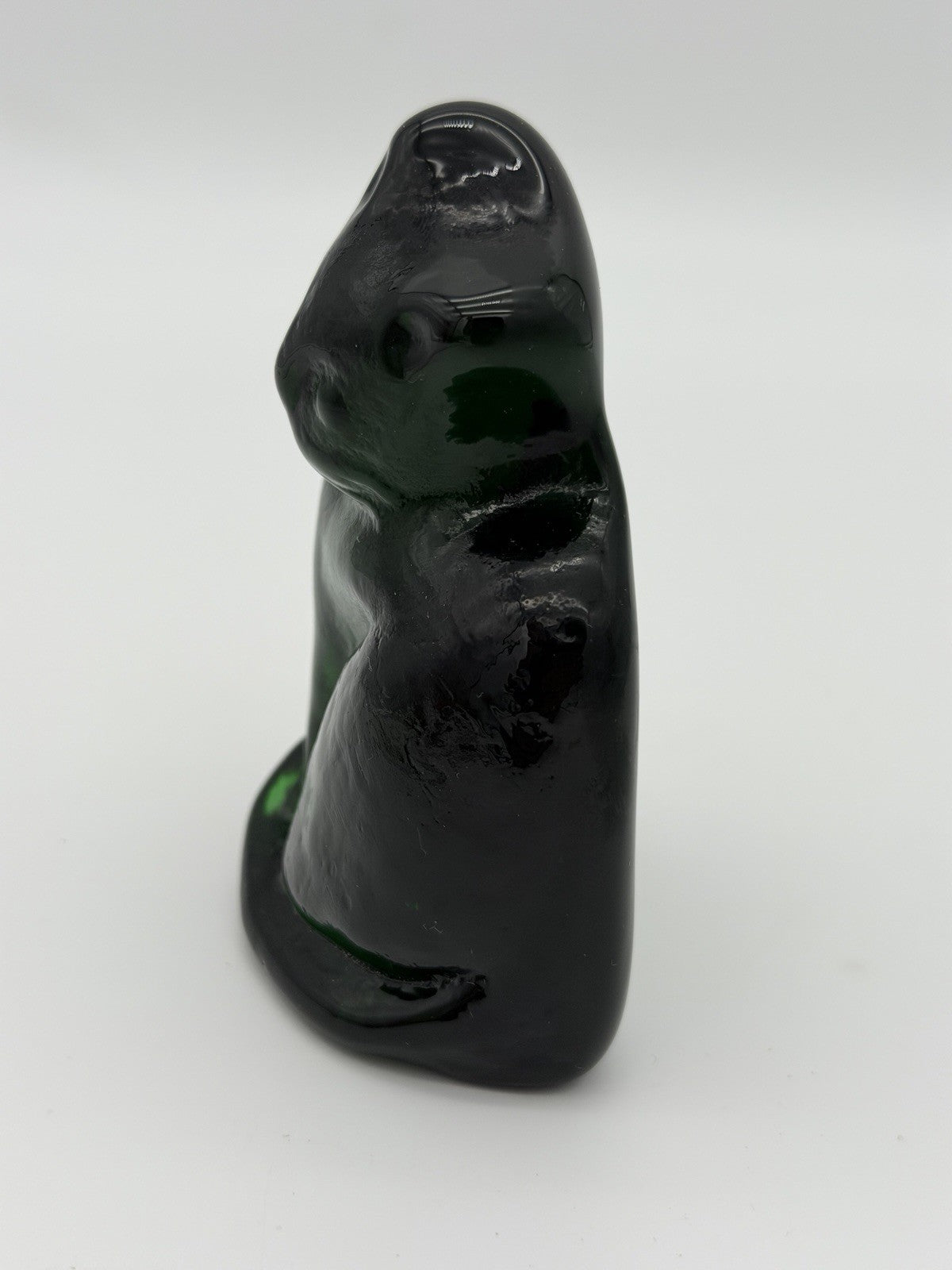 Blenko Art Glass Green Emerald Cat Kitty Abstract Signed 2025 Figurine 3.5”H