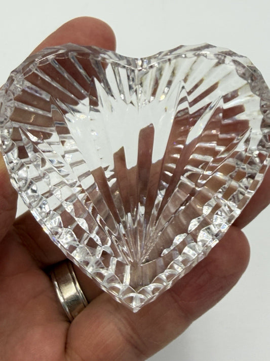 Waterford Crystal Cut Etched Heart Paperweight- Figurine Ireland Vintage
