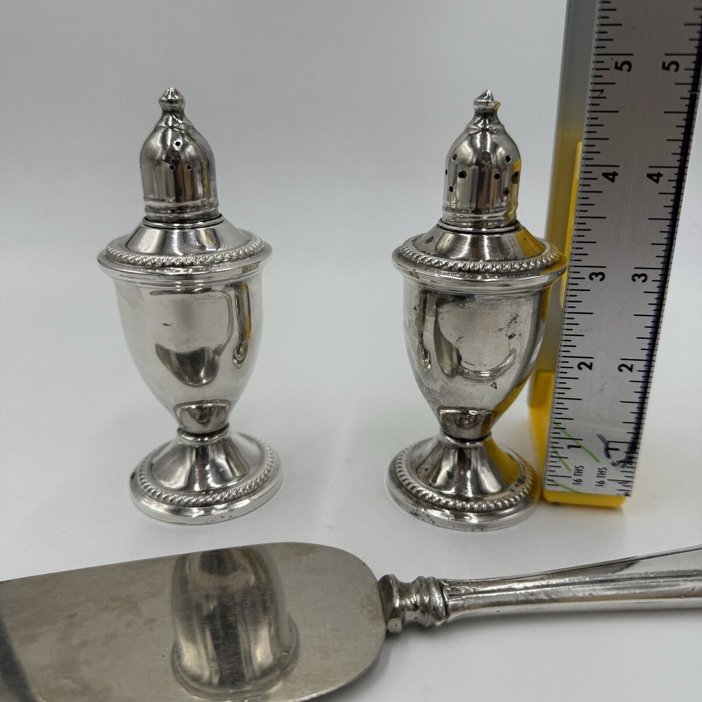 Vintage Sterling Silver Salt &Pepper Shakers Cake Server Duchin Creation Set