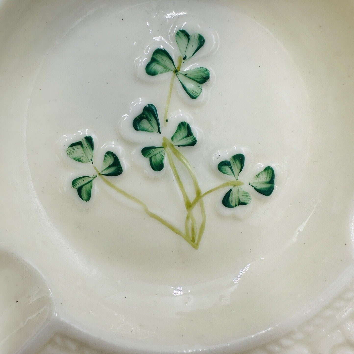 Belleek Ashtray Shamrocks 6th mark 1965 -1980 Ireland Small Vintage Porcelain