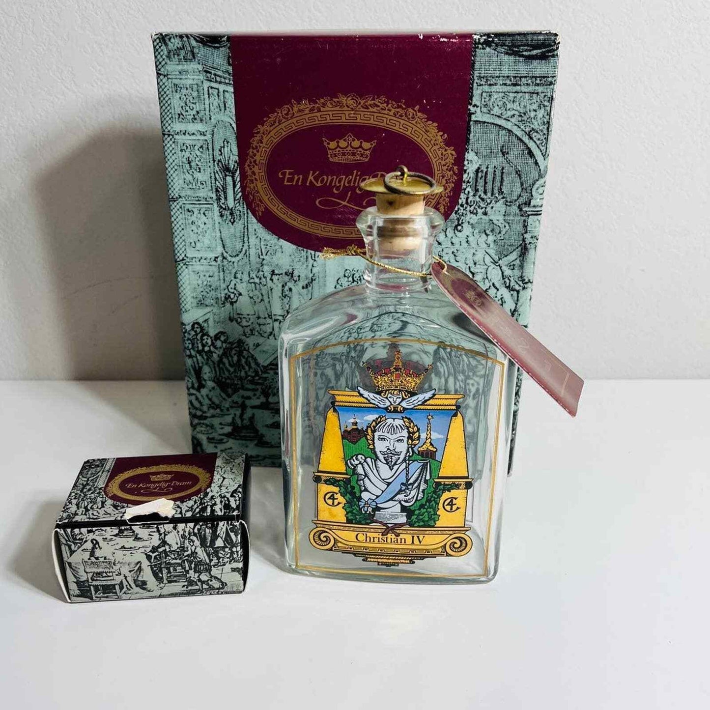 Royal Copenhagen Decantor Christian IV Collectible Glass Bottle Boxed Decor