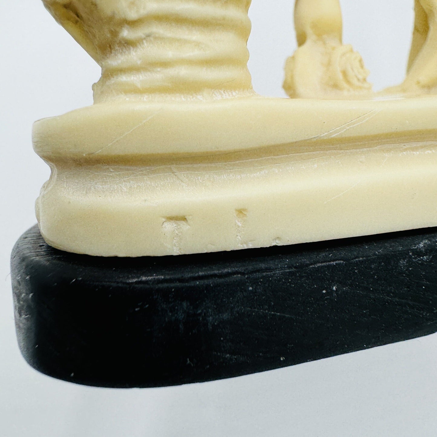 Signed P.A.T Italy Alabaster Three Graces Figurine  Marble Black Base Sculpture
