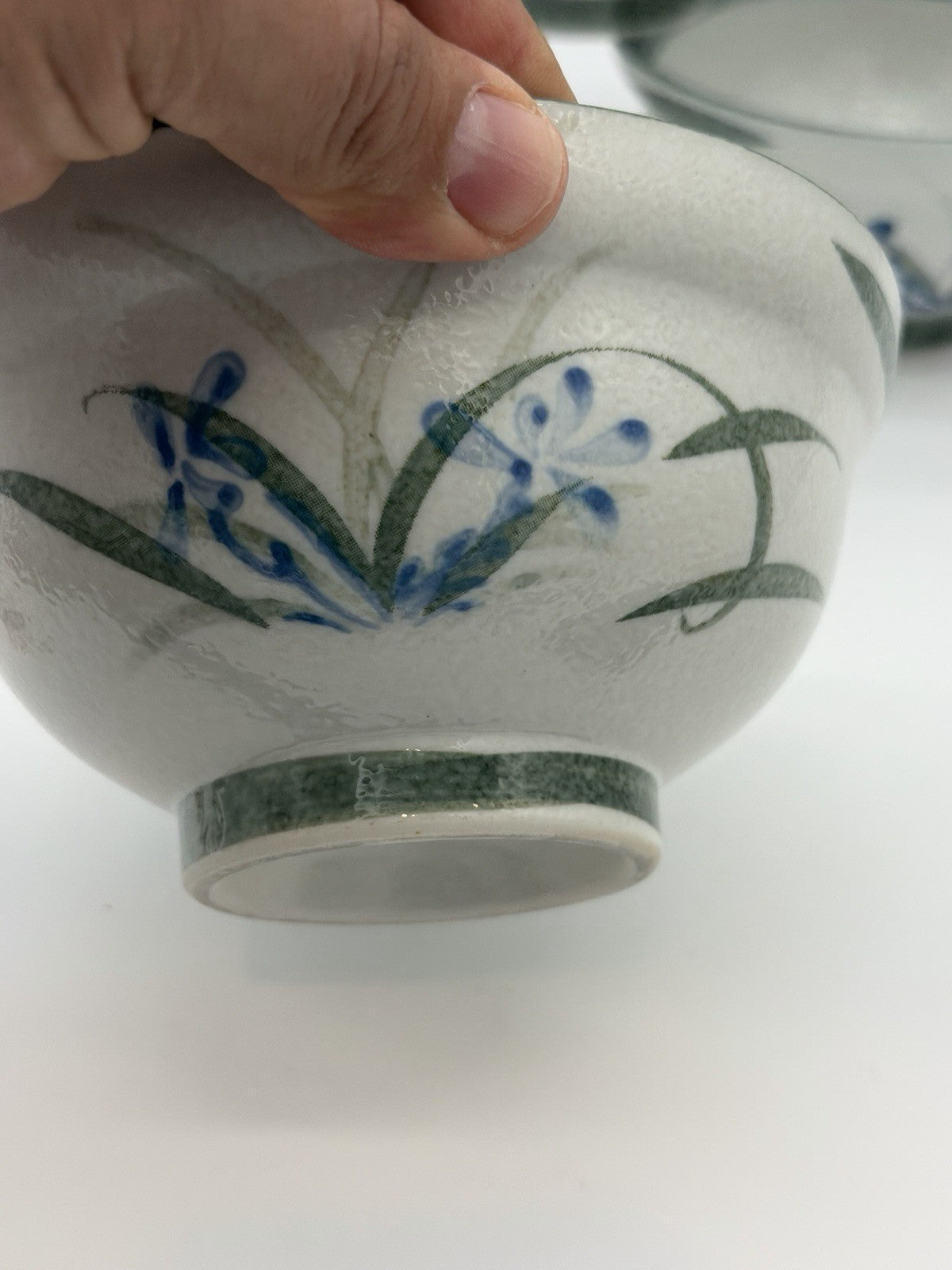 Mino Ware Japan Donburi Rice Bowls Porcelain Painted Floral 4 PCs