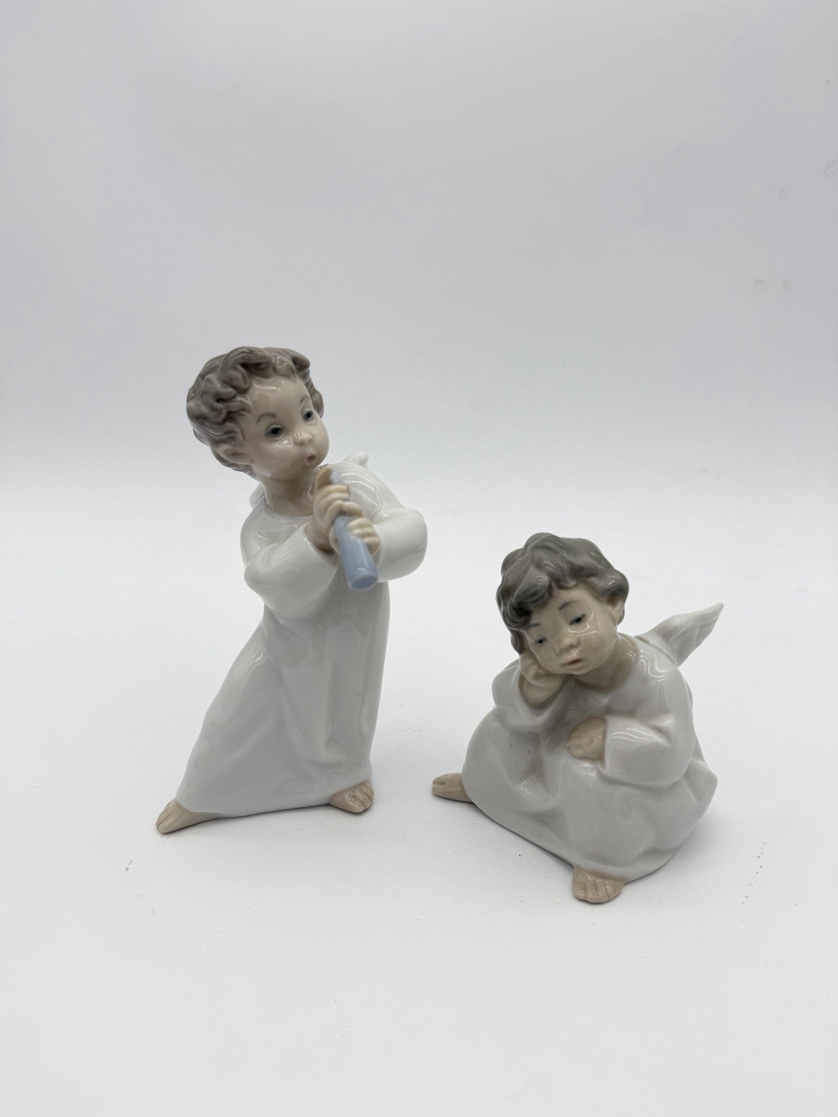 Lladro Spain Porcelain Vintage Angels Cherubs Musician Figurines 6 “& 4” Retired