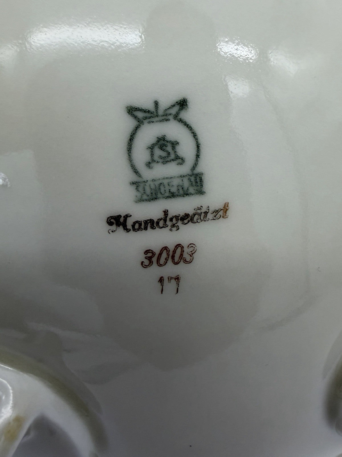 Antique Schoenau Germany Porcelain #3003 hand painted Floral Footed Large Bowl