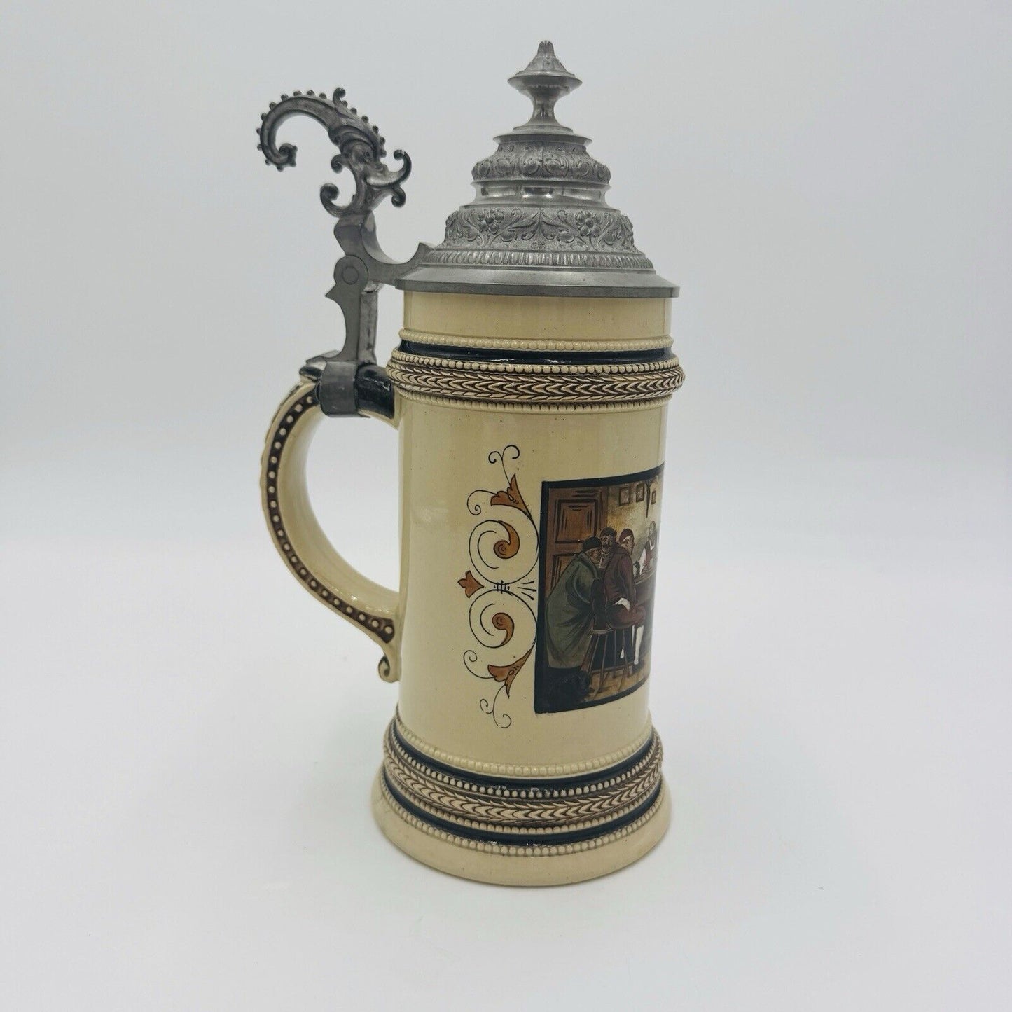 Antique German Beer Stein #992 Hand-Painted F.Defregger 1/2 L Marzi&Remy c.1890s