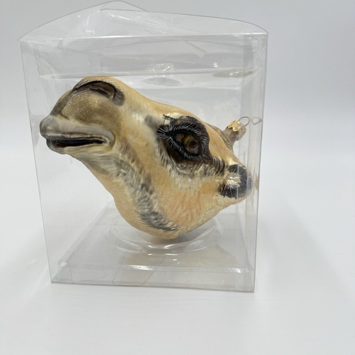 Slavic Treasures Blown Glass Ornament Camel Head Figurine Painted Vintage 5”x4”