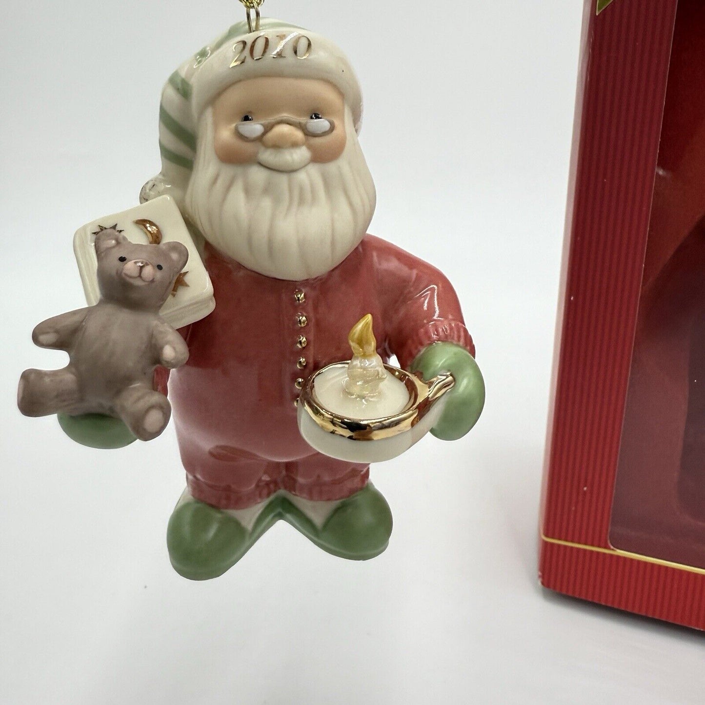 LENOX Annual Christmas Ornament Santa's Slumber Teddy Bear Bedtime Porcelain