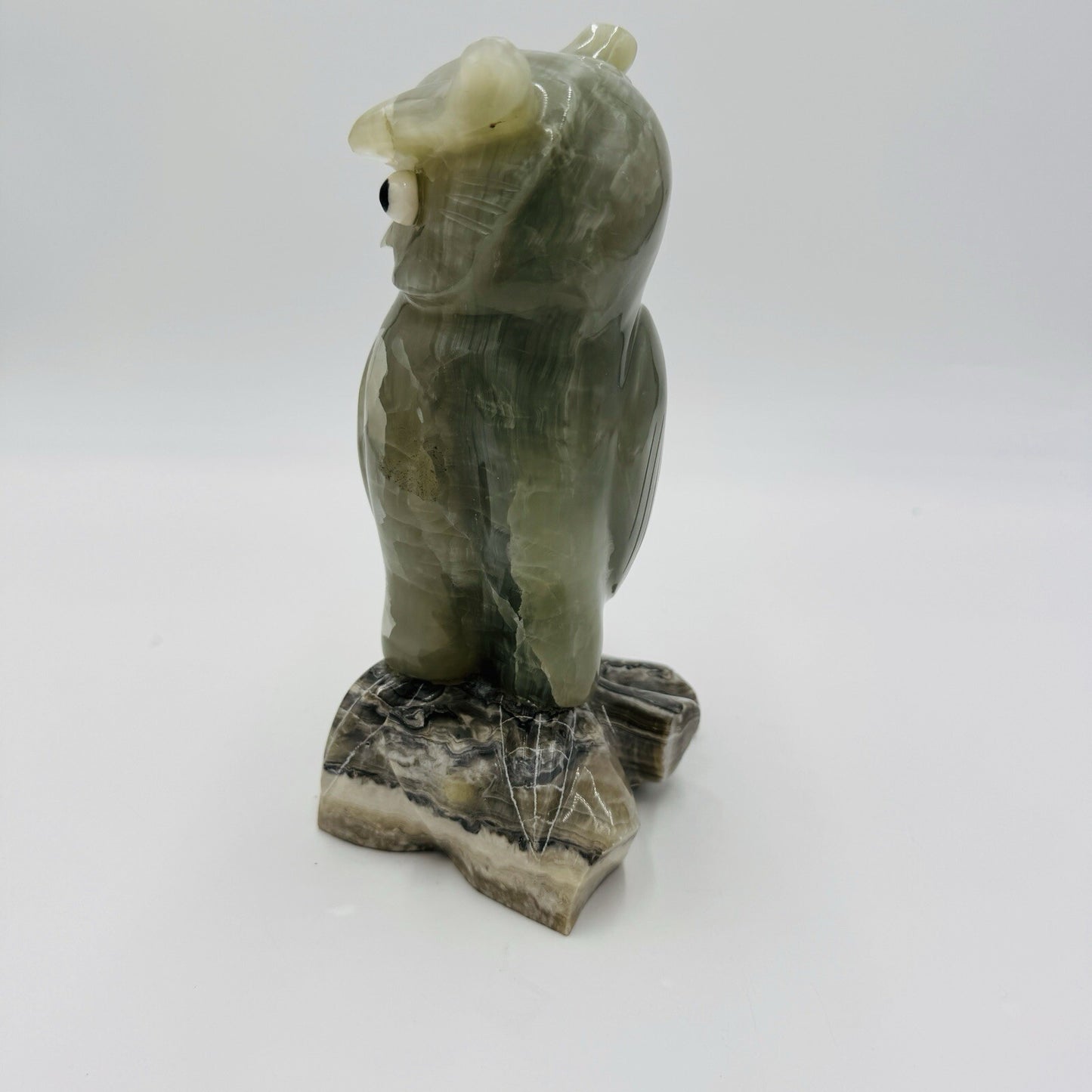 Alabaster Owl Sculpture Figurine Bird 8in Italy Marble Large Vintage Hand Carved