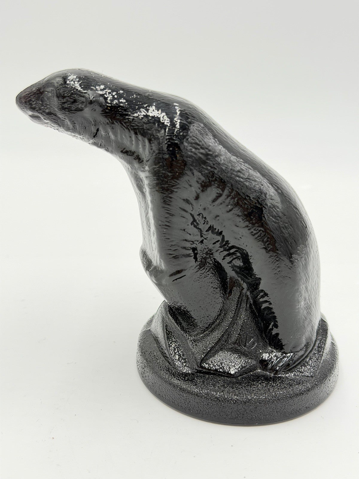 Vtg Summit Art Glass Company  Polar Bear Black Figurine 1972 Rare