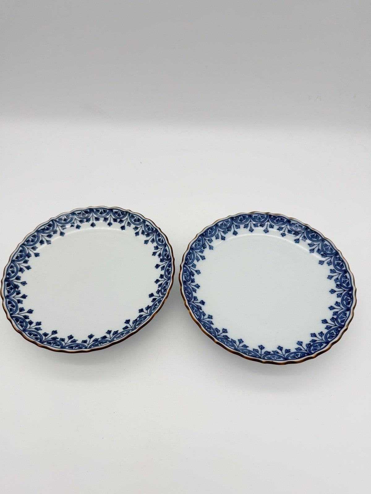 Antique Arita Japan Porcelain Blue /white Pedestal Painted Footed Serving Dish
