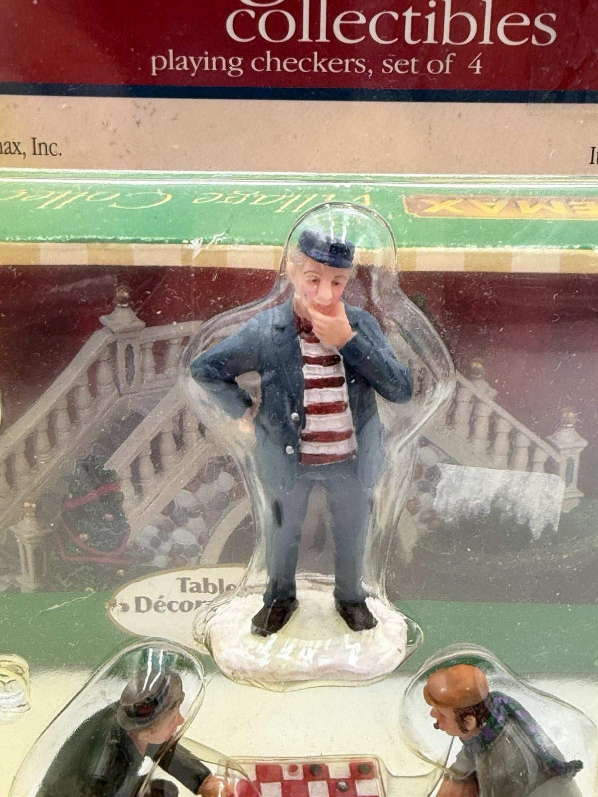 Lemax Christmas Village Table Accent Park Footbridge & Playing Checkers Set