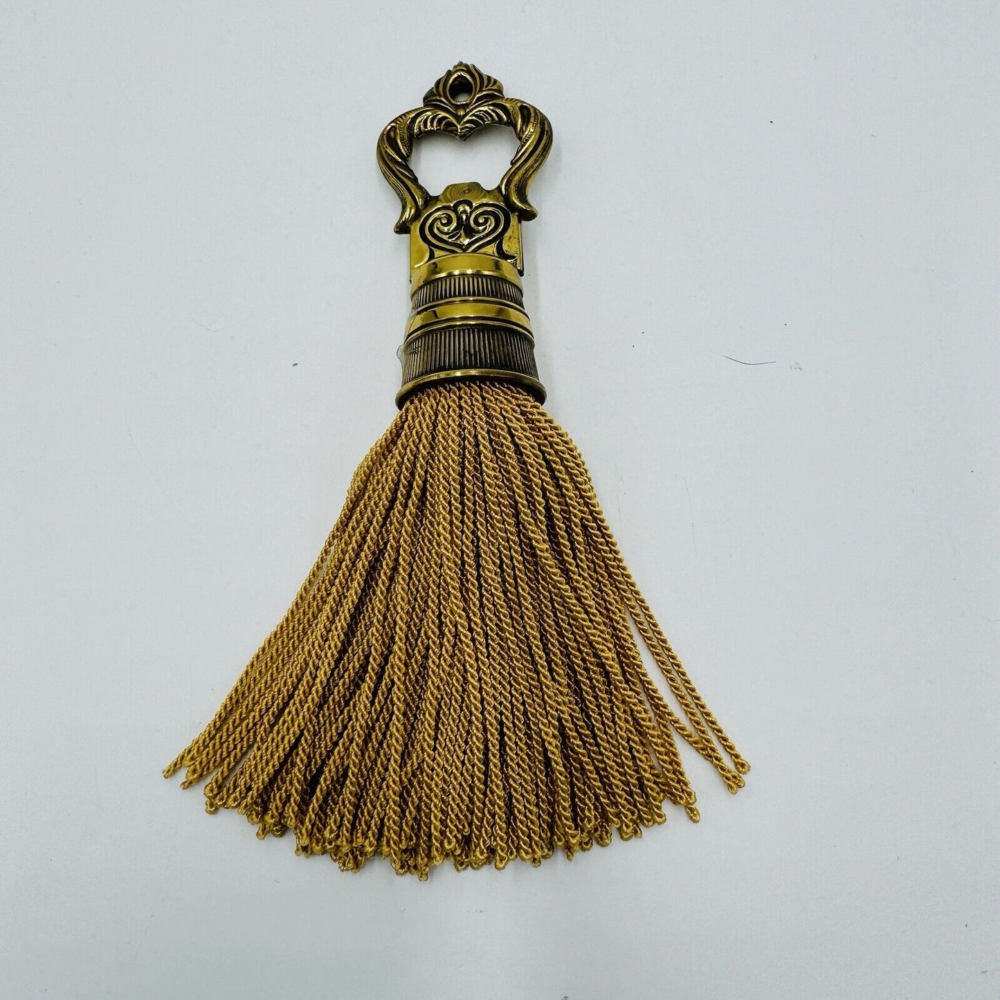 Rare MCM Brass Solid Tassel Gold 8in Hollywood Regency Style