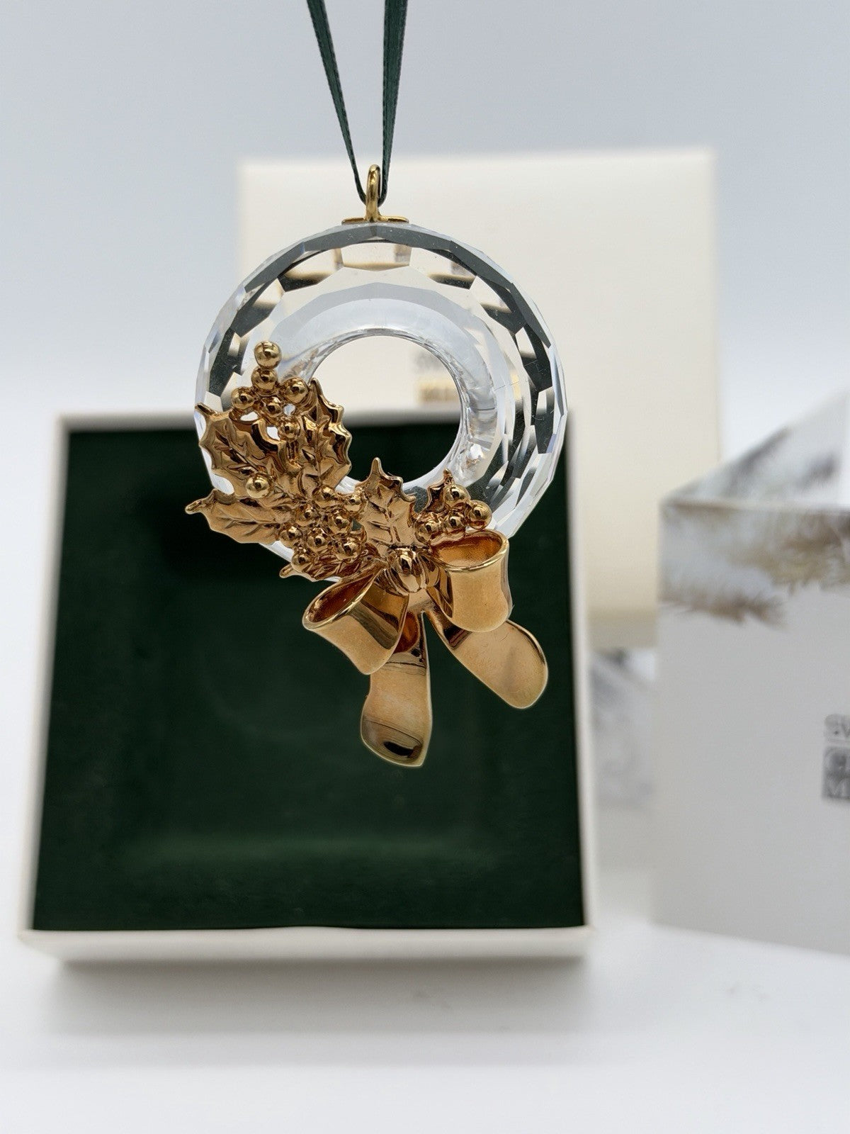 Swarovski Crystal Austria Memories Ornament 1996 Christmas Wreath Box & COA