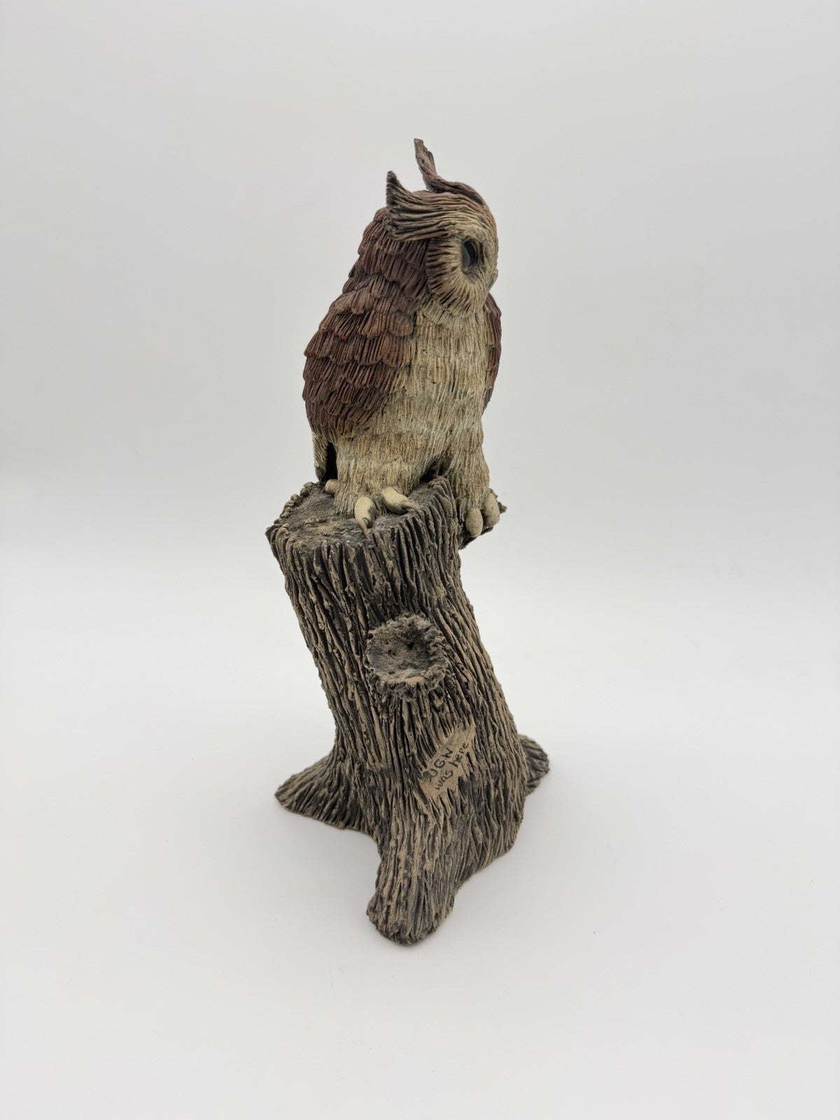 Clarence Cameron Studio Art Pottery Owl on a Branch Sculpture 11” Signed 1973