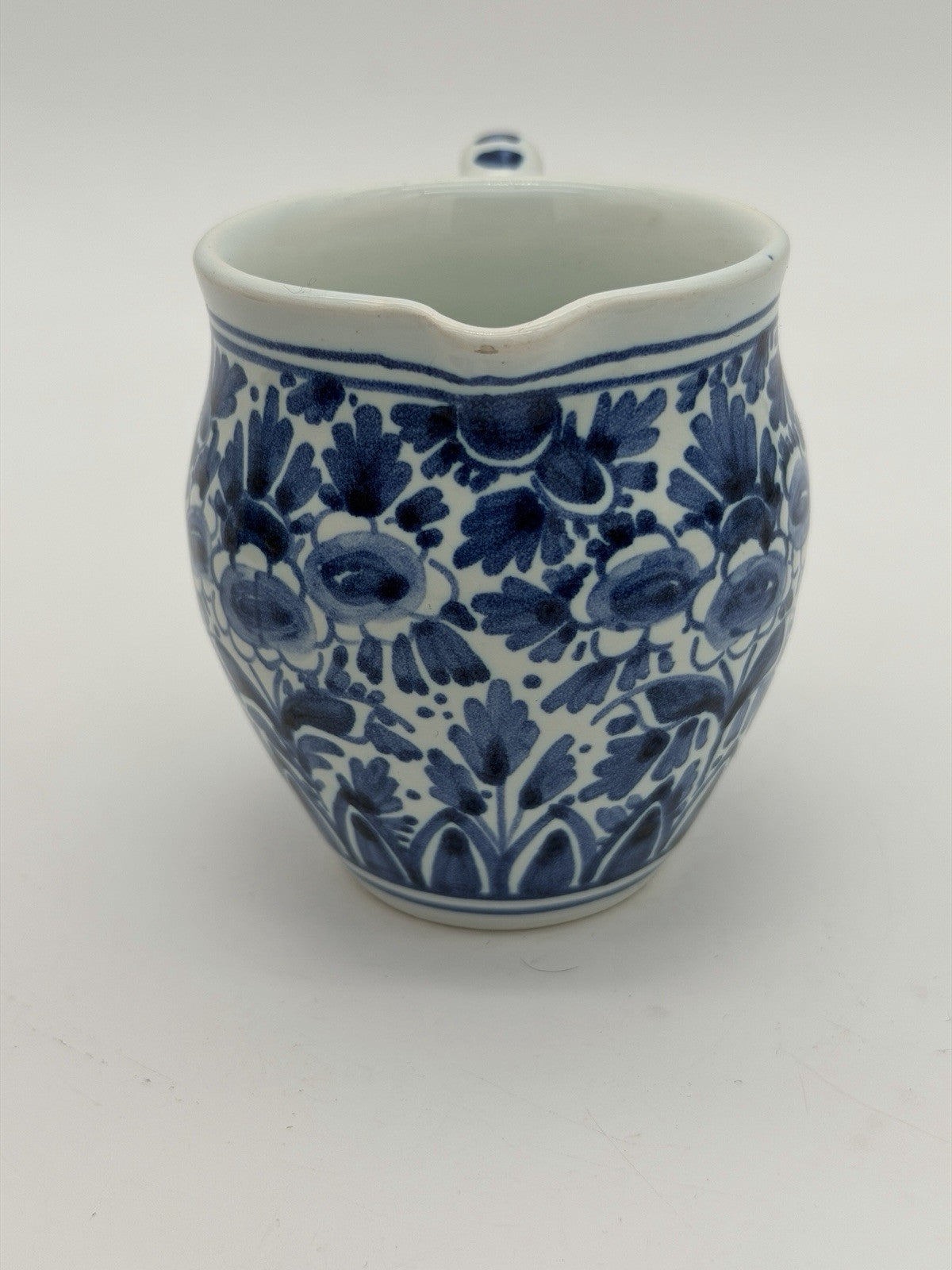 Delft Blue /white Dutch Pottery Floral Pitcher Small Ceramic 3”vintage Signed