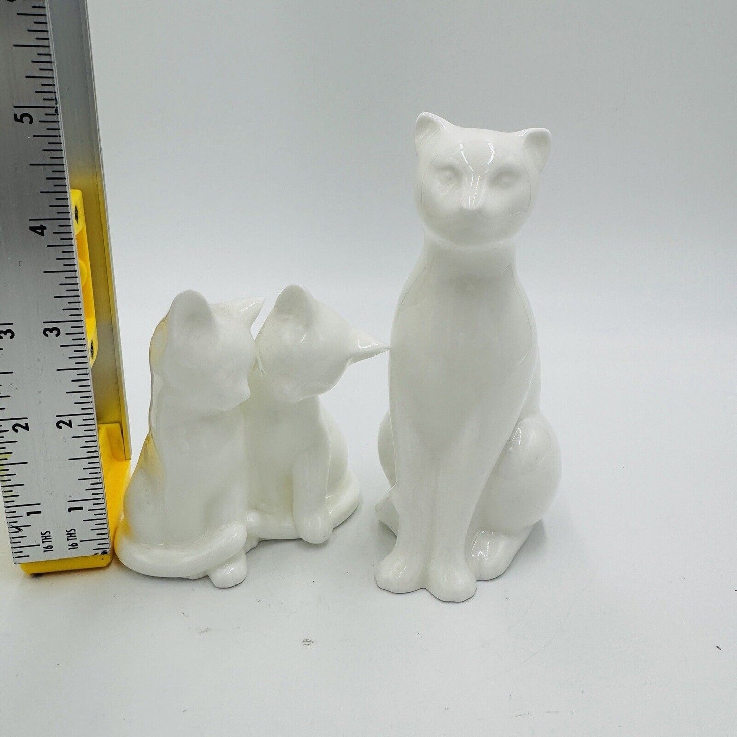 Coalport Cat Figurines Moments England White Glossy Bisque Kitties Vintage