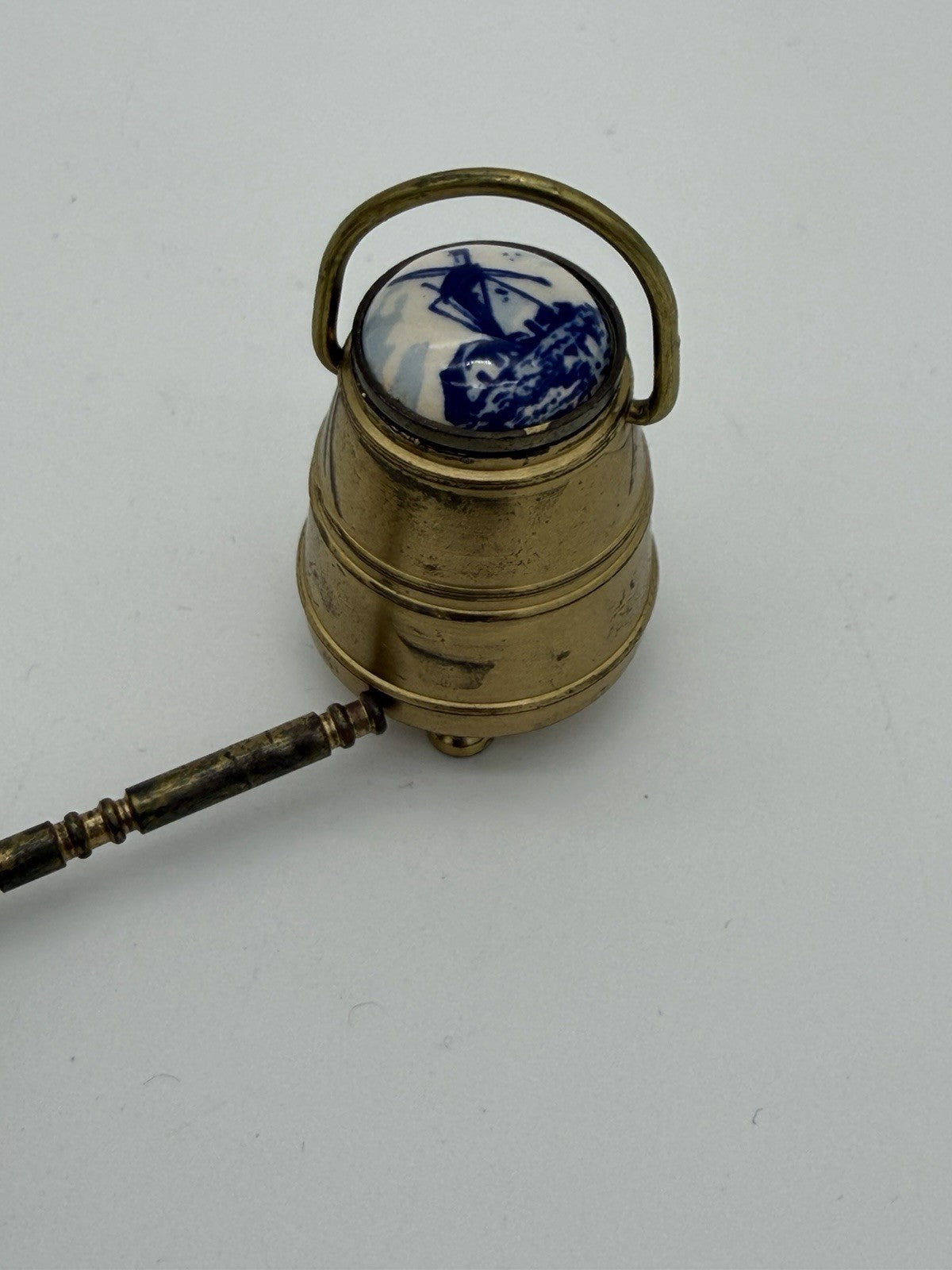 Vintage Brass Dutch Miniatures Dollhouse Holland Enamel Blue Delft 3 Pcs