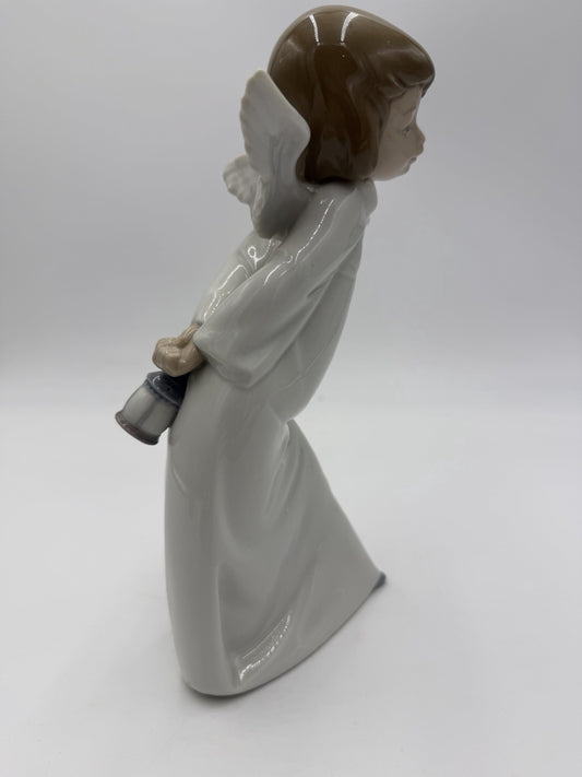 LLADRO Curious Angel With Lantern Figurine #4960 Broken Wing Large 10”