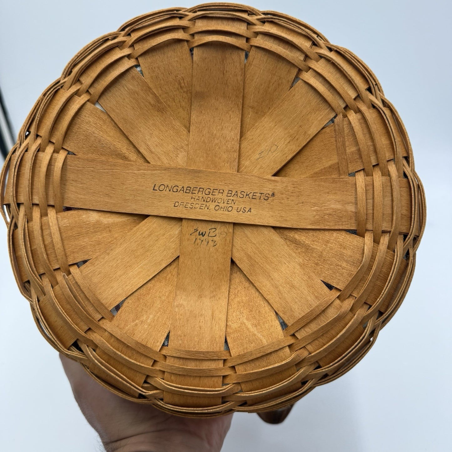 Longaberger Round Darning Basket Divided Protector Fruit Liner 1993