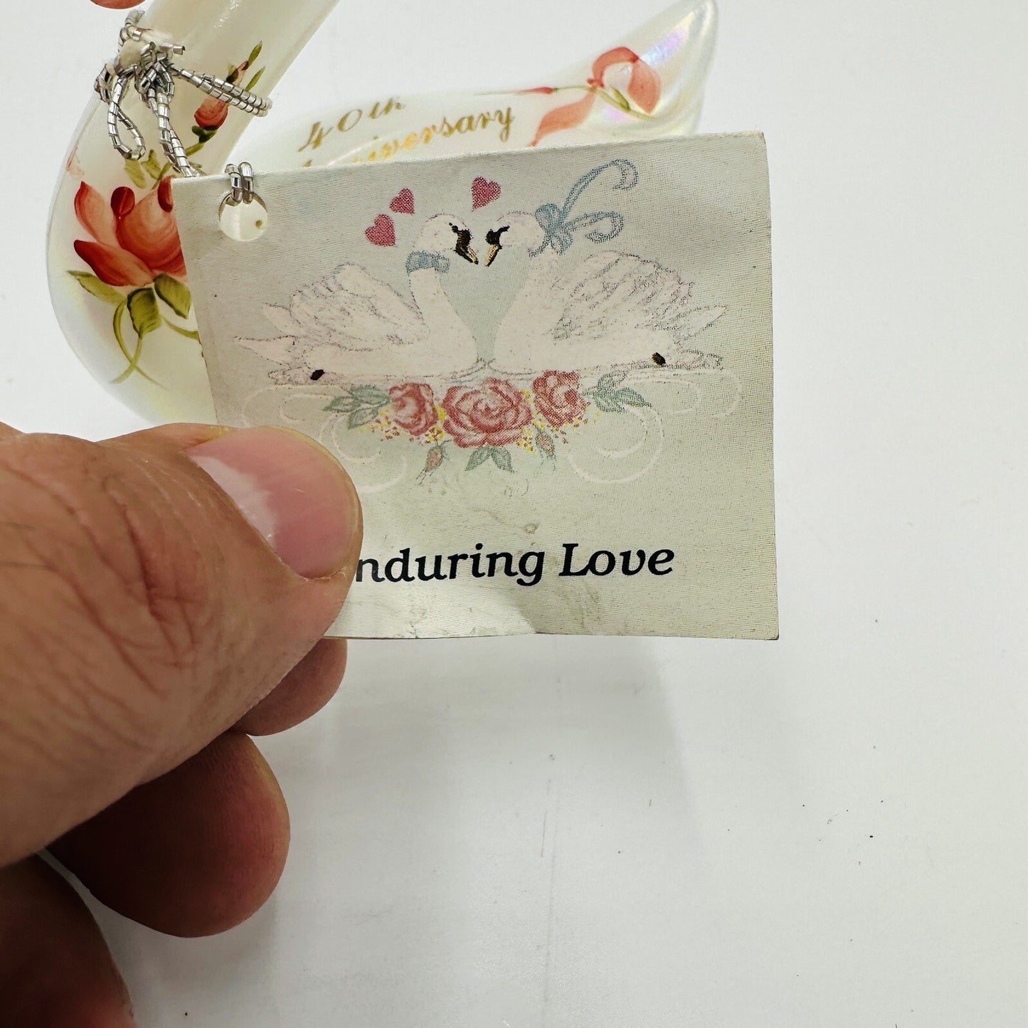 Fenton Swan Figurine 40th Anniversary Enduring Love 1989 4in Vintage Art Glass
