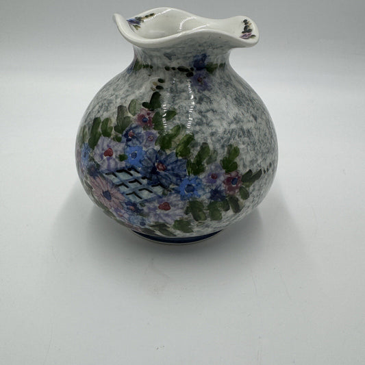 Tanagrea Studio Pottery Greece Floral Hand Painted Vase #379 5.5in H Vintage