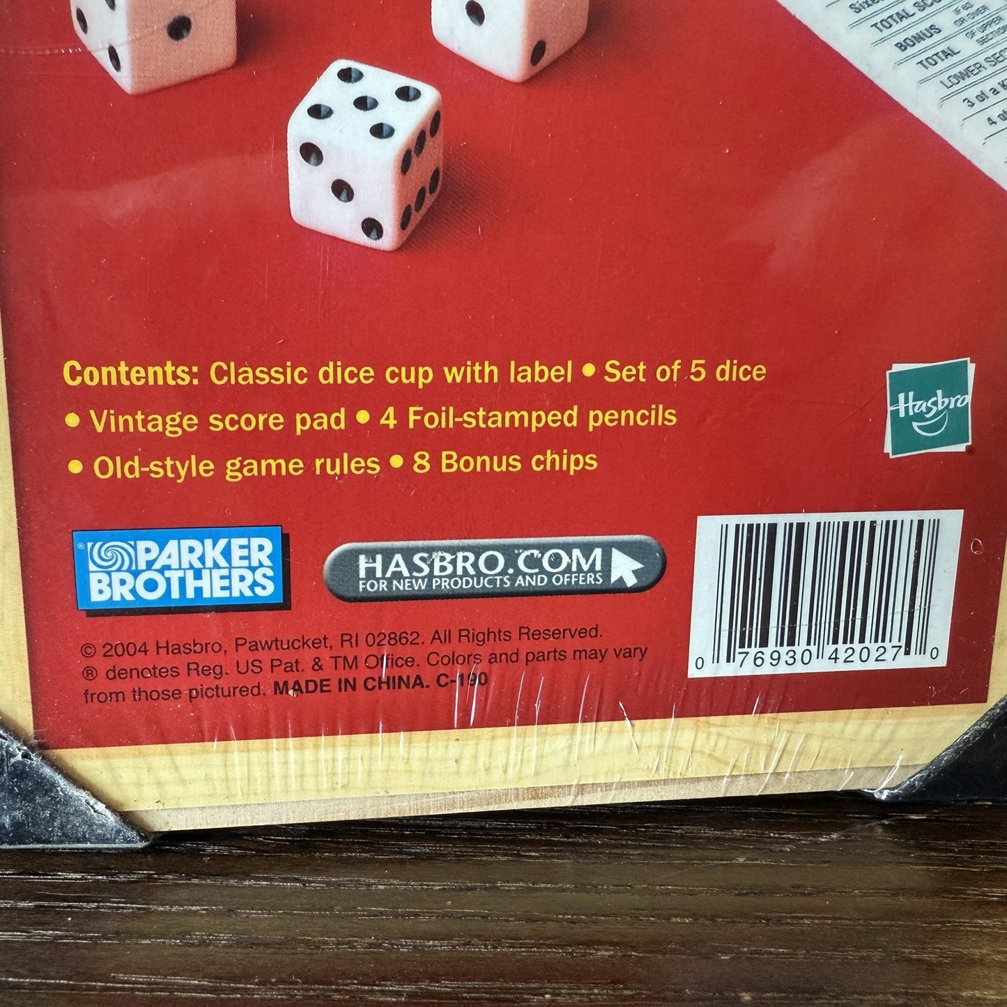 YAHTZEE Nostalgia Games Series 2004 Dice Game Wooden Box Parker Bros Sealed