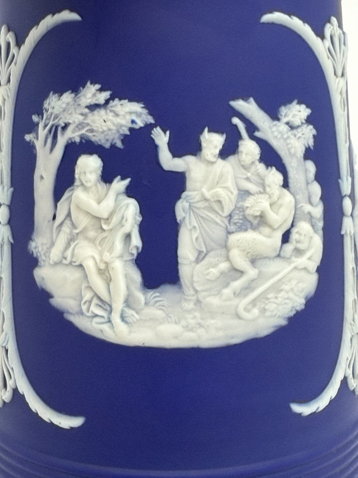 Antique Wedgwood Jasperware Dipped Blue Pitcher 7.5” Trojan Jug England Large