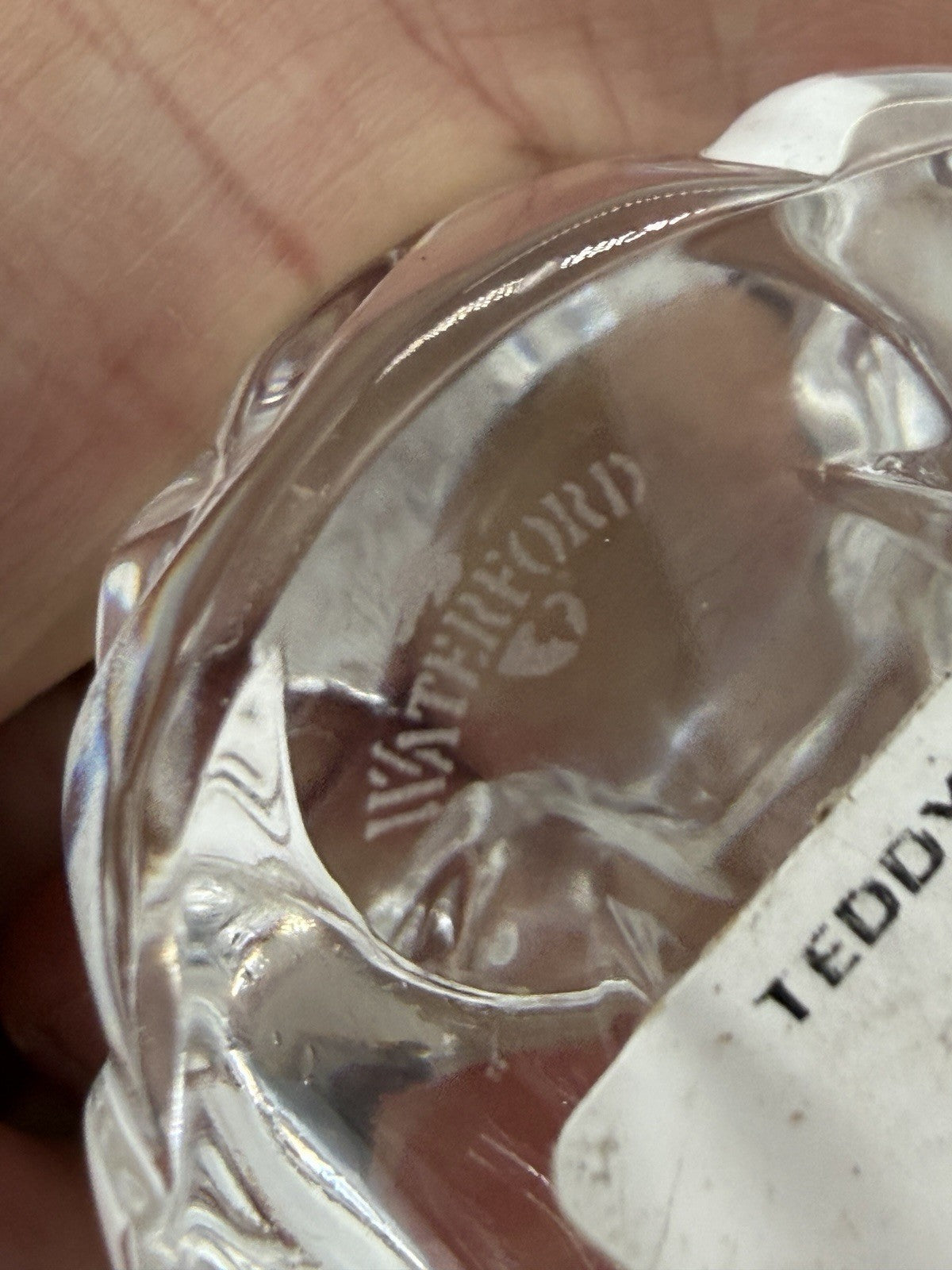 Waterford Crystal Teddy Bear with Toy Block Paperweight Figurine 3” Clear