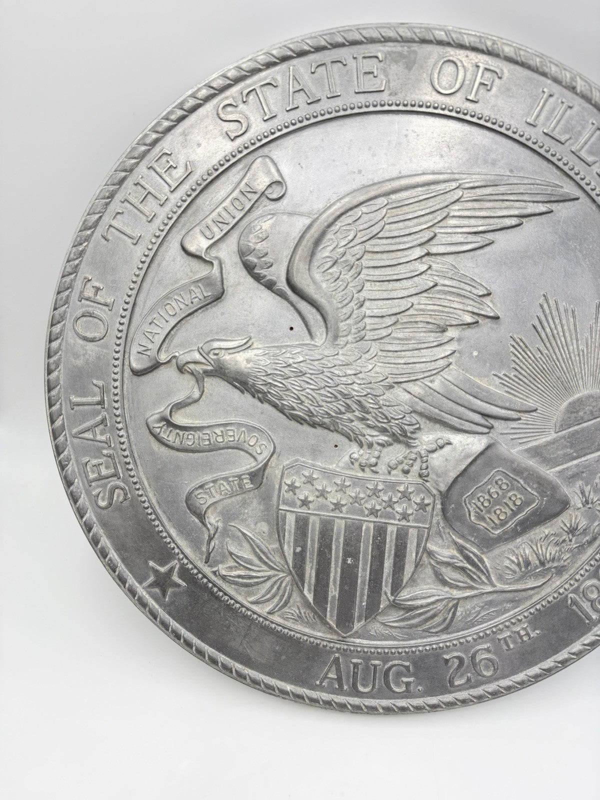 Large wall metal seal of the state of Illinois Aug. 26th 1818 Universal Pattern