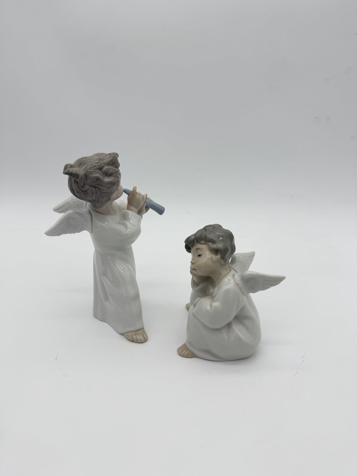 Lladro Spain Porcelain Vintage Angels Cherubs Musician Figurines 6 “& 4” Retired