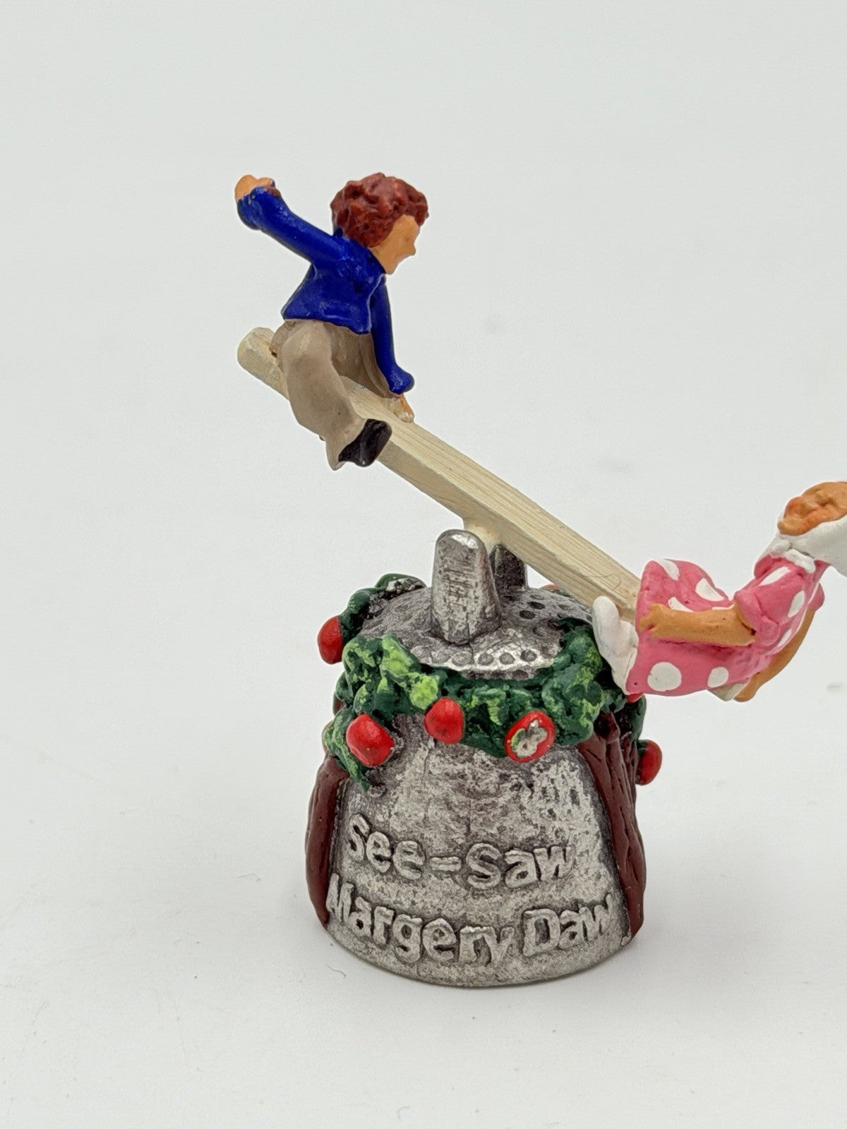 Vintage Stephen Frost Pewter Thimble See Saw Margery Daw Moveable Kids Playing
