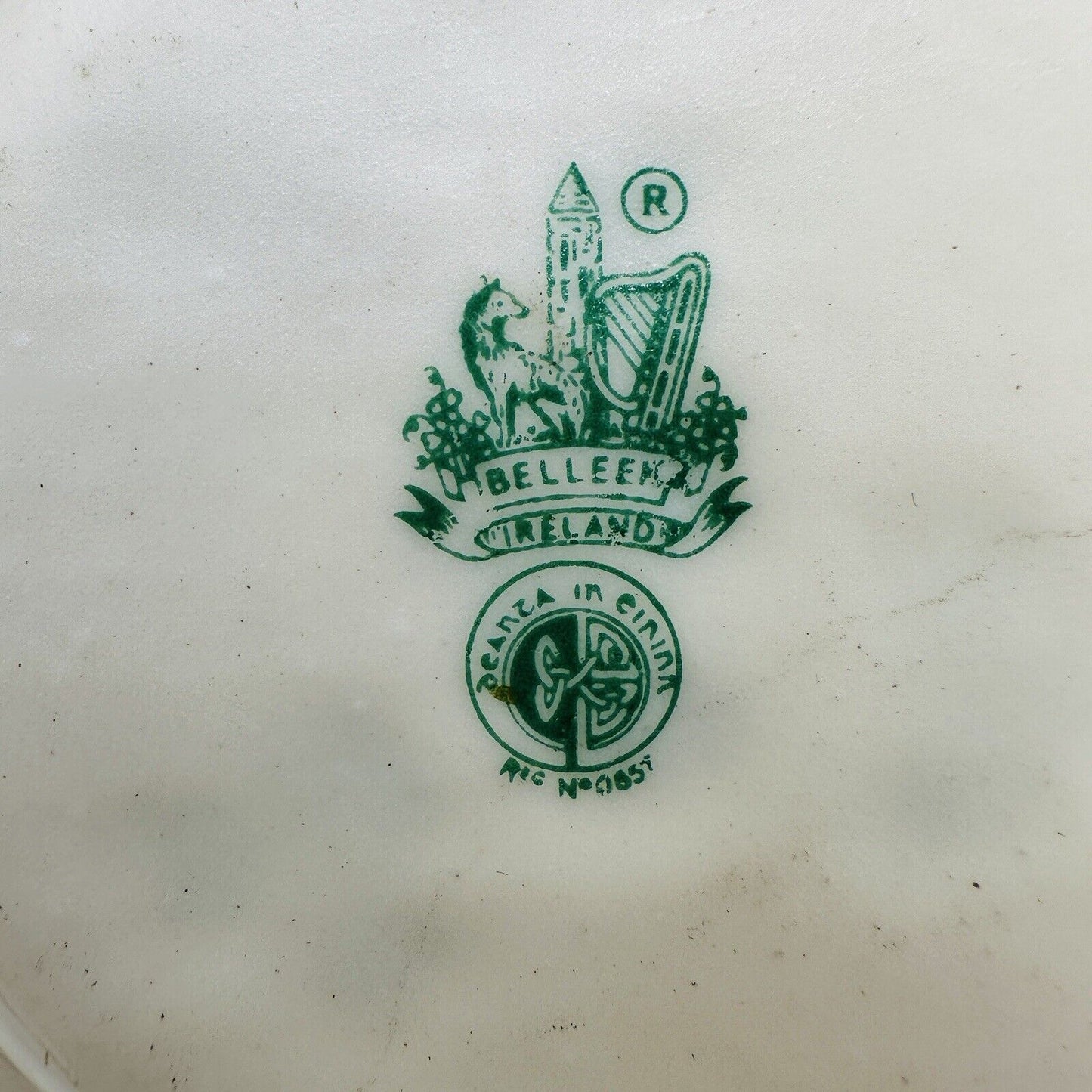 Belleek Ashtray Shamrocks 6th mark 1965 -1980 Ireland Small Vintage Porcelain