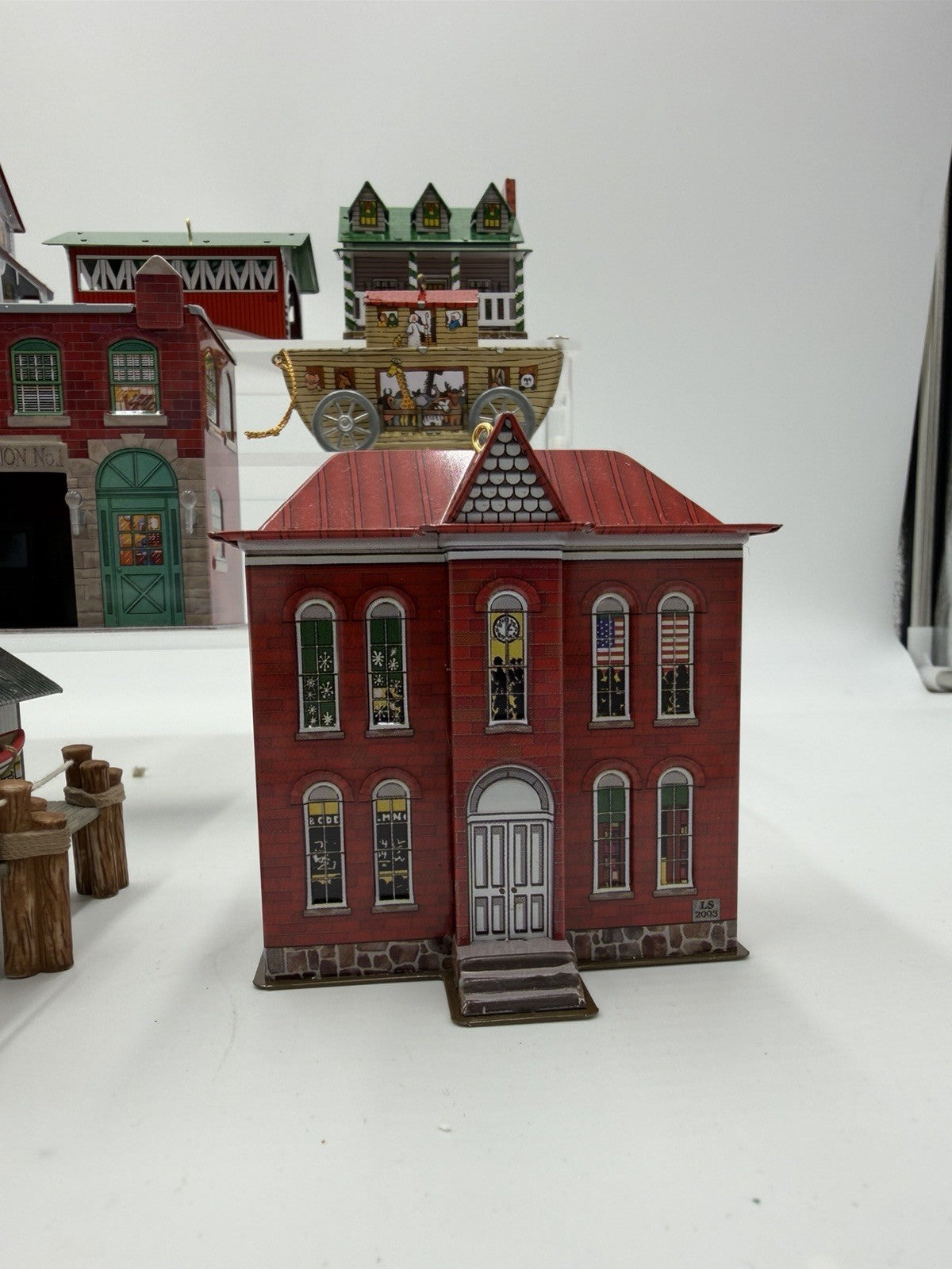 Hallmark Pressed Tin Ornaments Town & Country Series 1999-2003 Christmas 8 Pcs