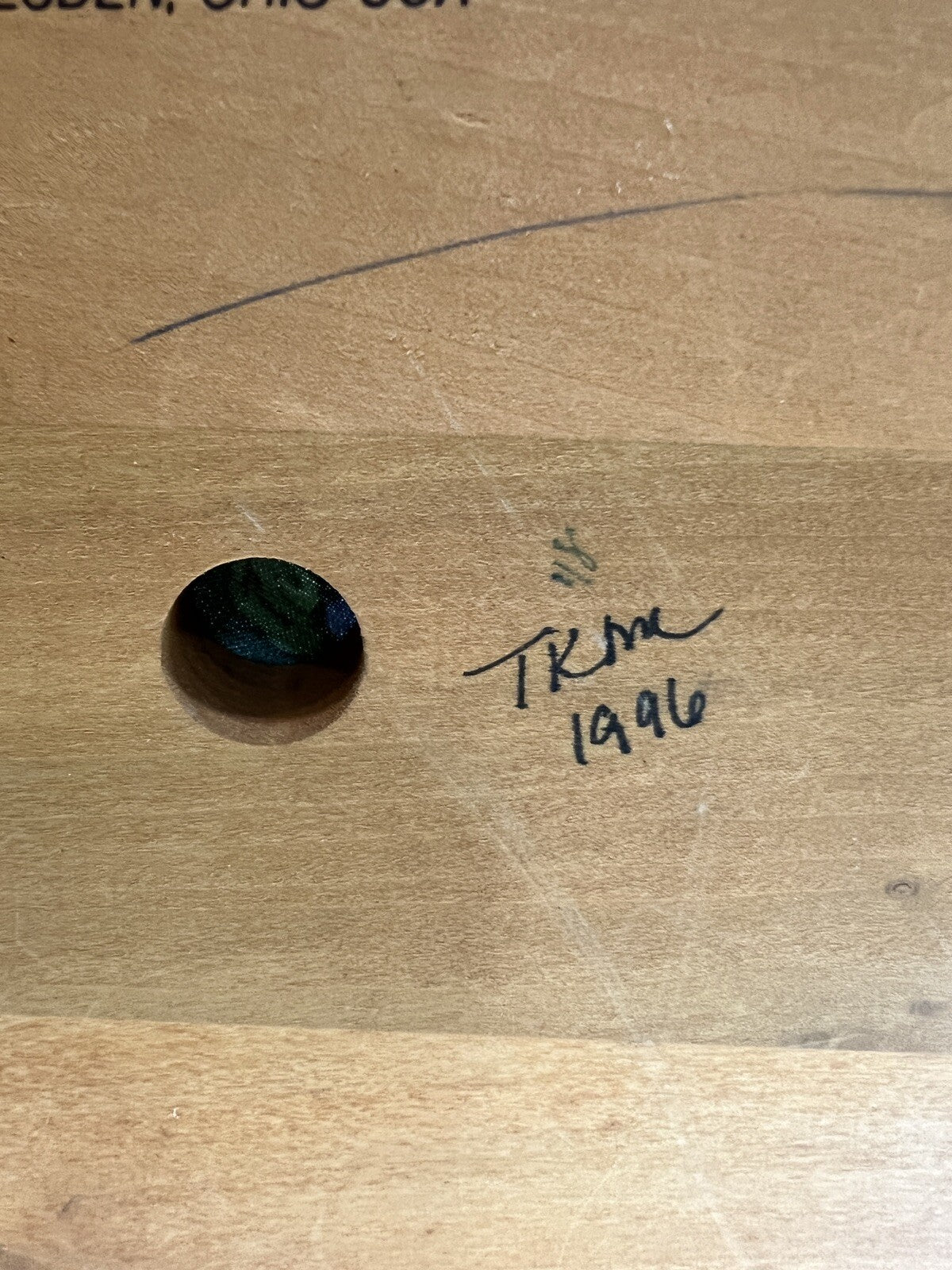 Longaberger Basket Liner Large Handle Round Green Floral 1996 Vintage Retired