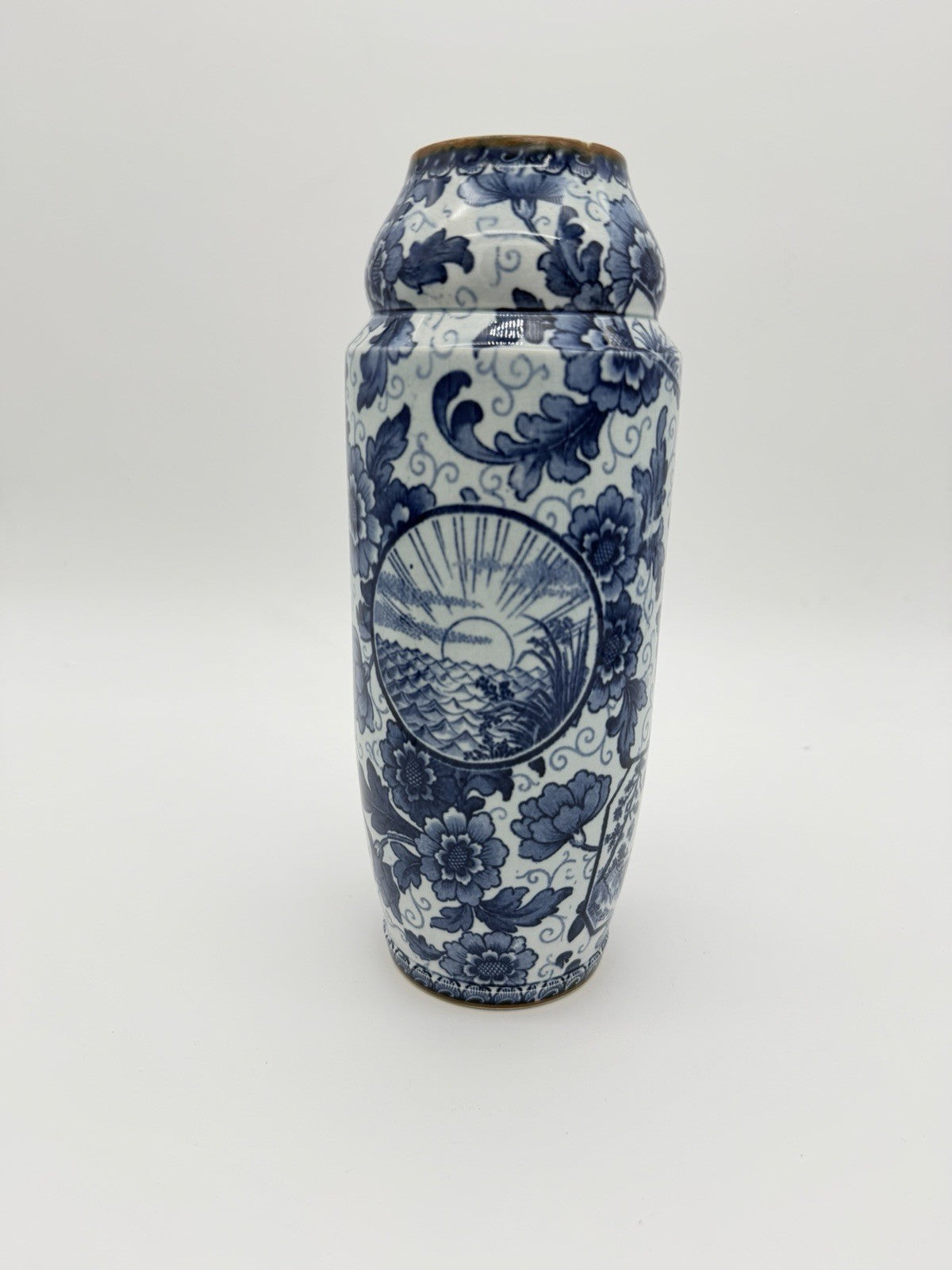 Antique Royal Bonn Franz Anton Mehlem Tokyo White/blue 10” Vase Porcelain German