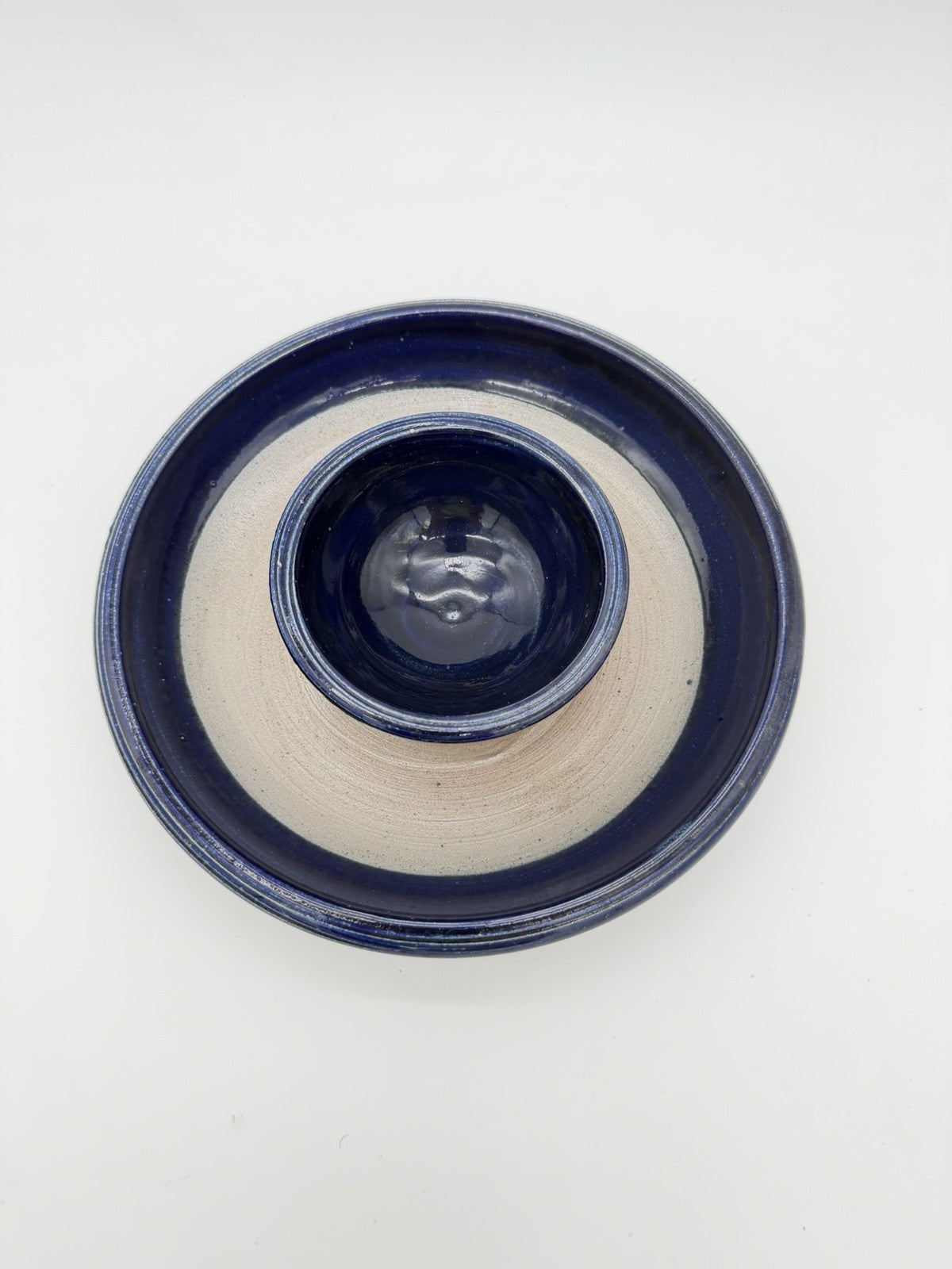 1Rowe art Pottery Works Salt Glazed Stoneware 11.25" Chip & Dip Platter WI 1991