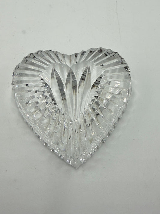 Waterford Crystal Cut Etched Heart Paperweight- Figurine Ireland Vintage