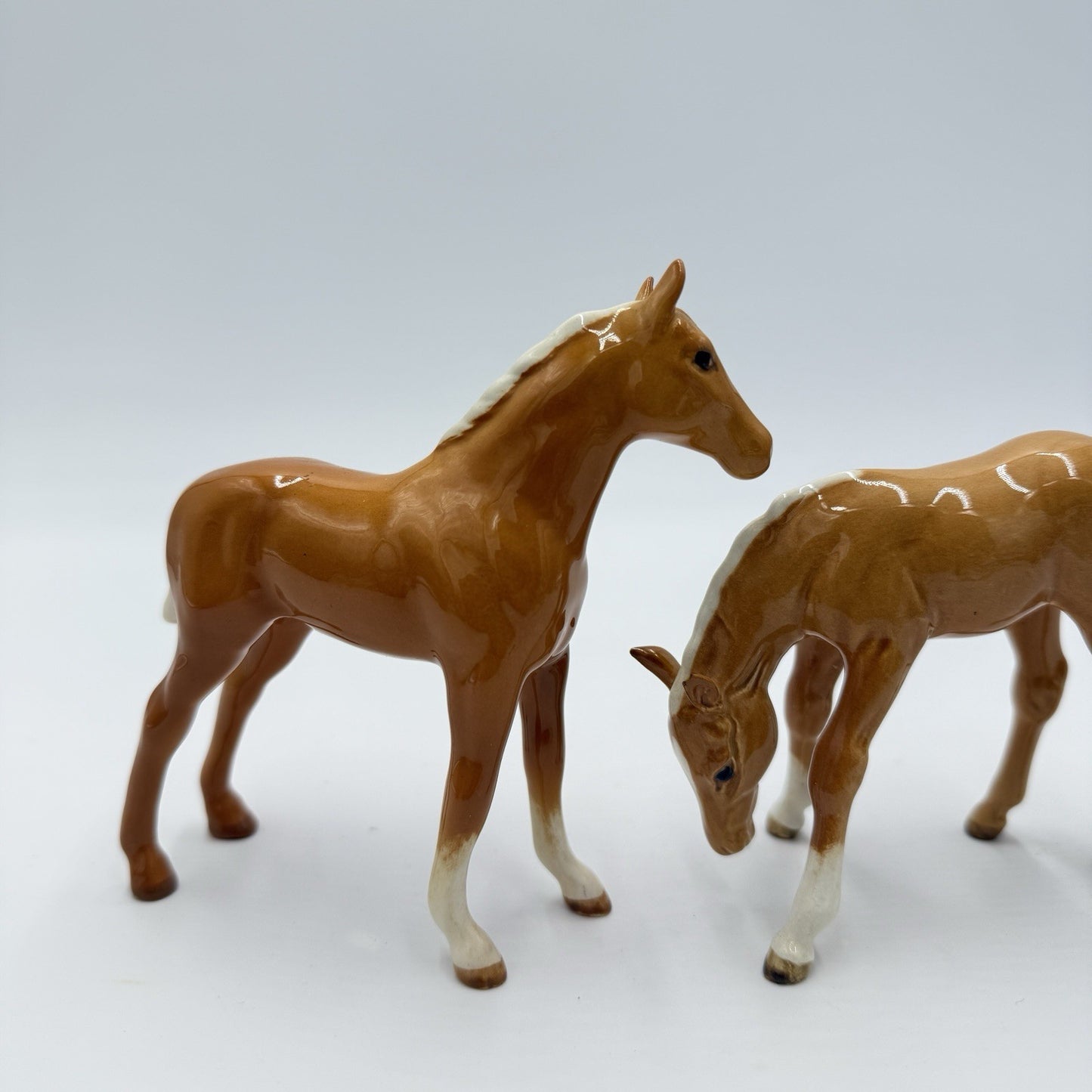 Vintage Beswick England Porcelain Palomino Foals Horses Figurines Pair