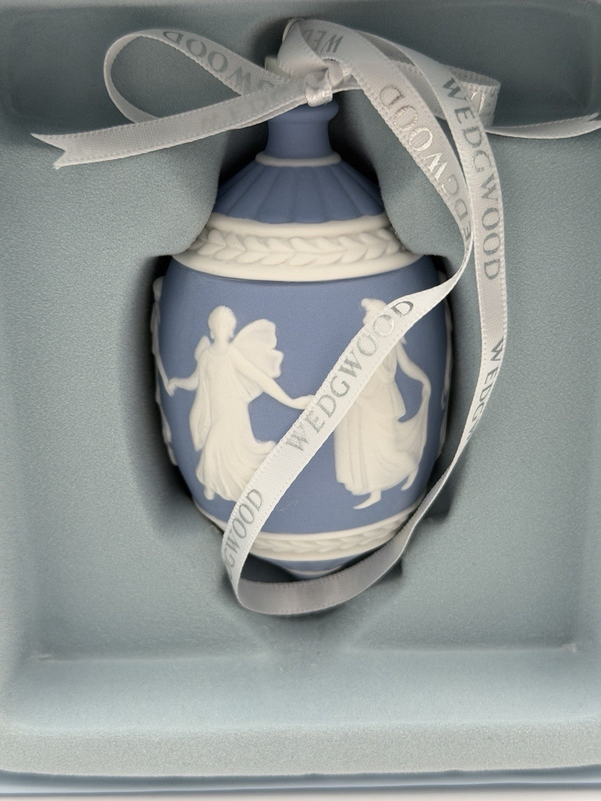 Wedgwood Jasperware Dancing Hours Blue/white Christmas Ornament Porcelain