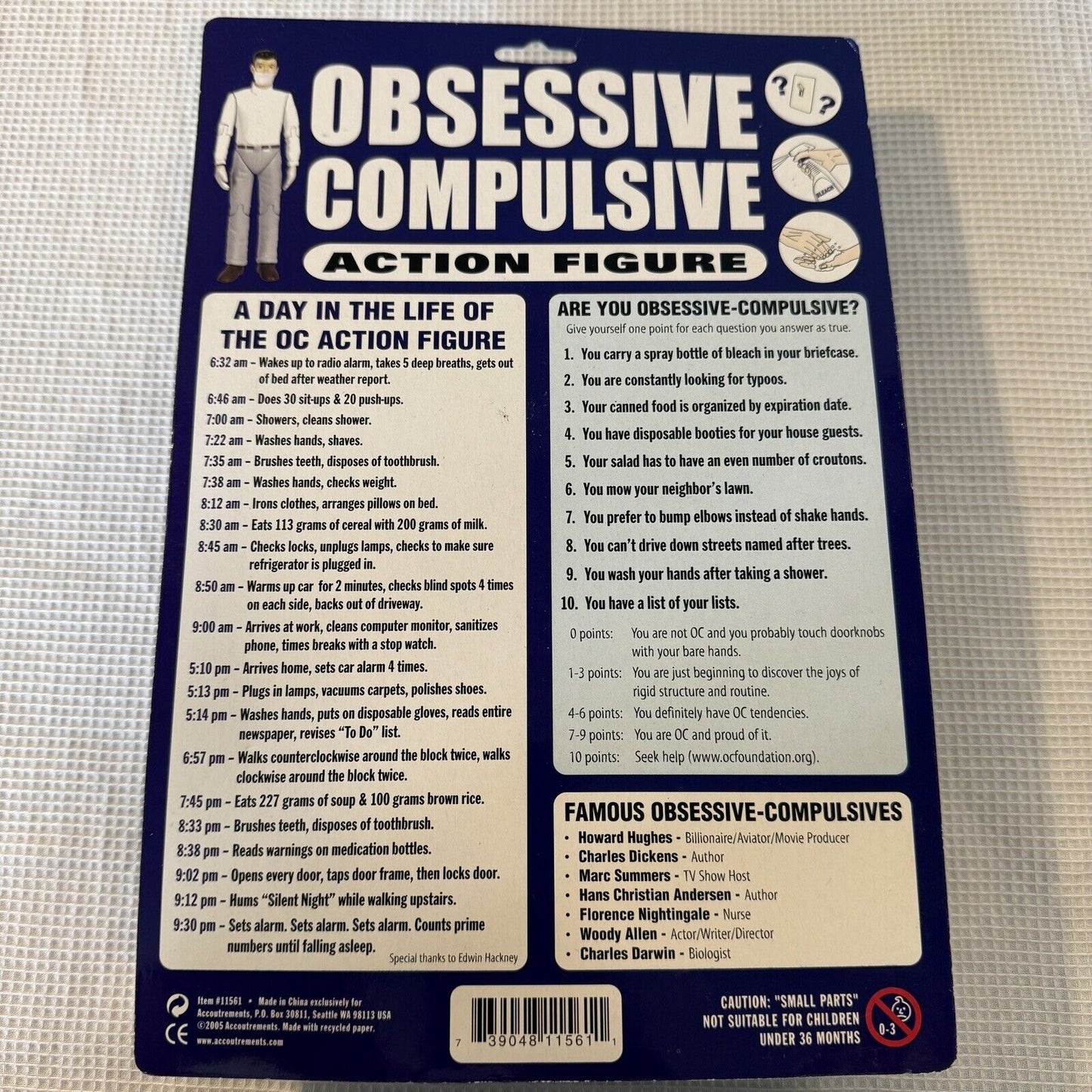 Obsessive Compulsive Action Figure Including Face Mask & Moist Towelette 2005