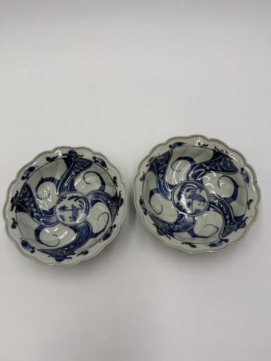 Antique lobed Japanese Imari Arita bowl 1760-90 handpainted #5040A