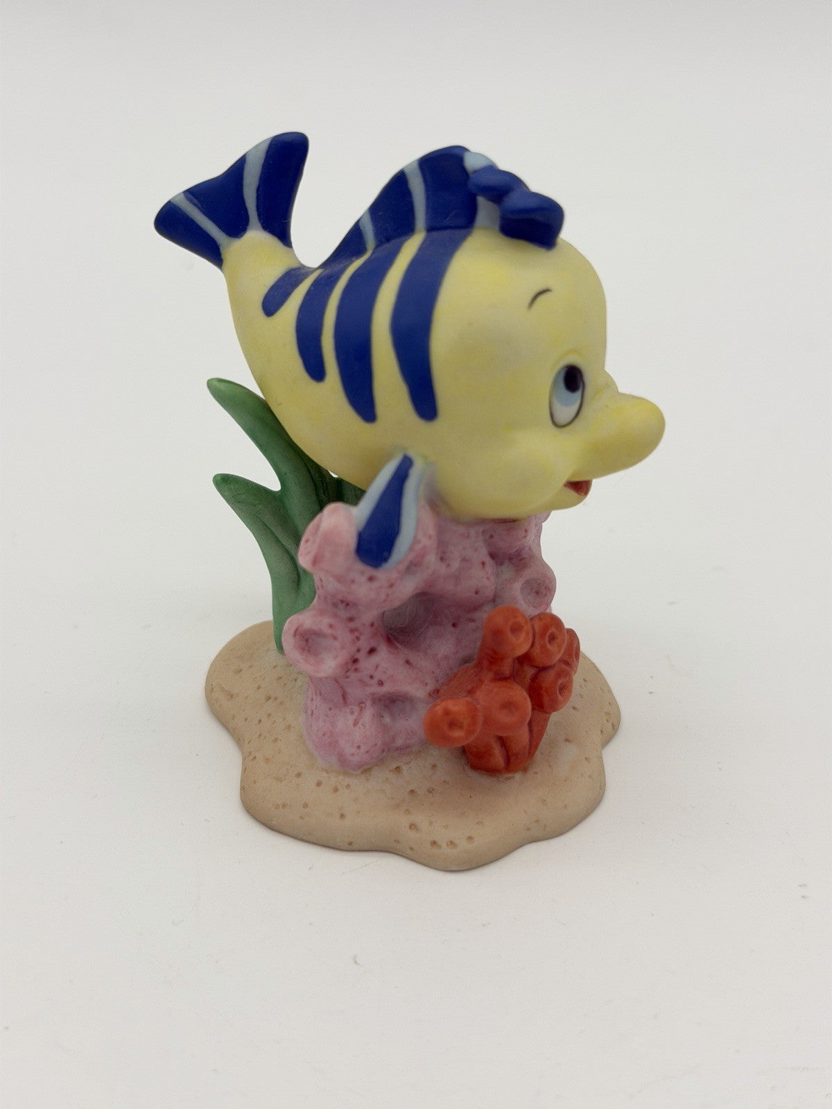 Disney Little Mermaid Flounder Fish Coral Reef Porcelain Figurine Painted 2.5”H
